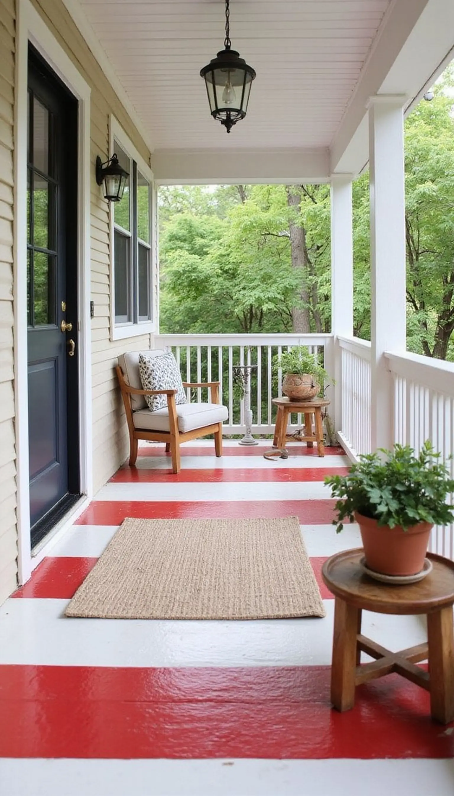 Painted Porch Floor Stripes for Wow Factor