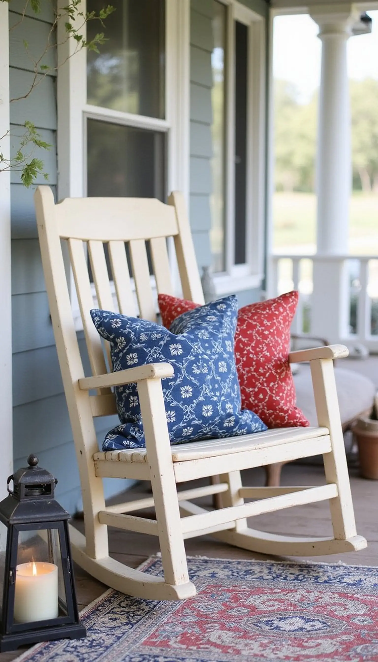 Patriotic Pillows on a Classic Rocking Chair