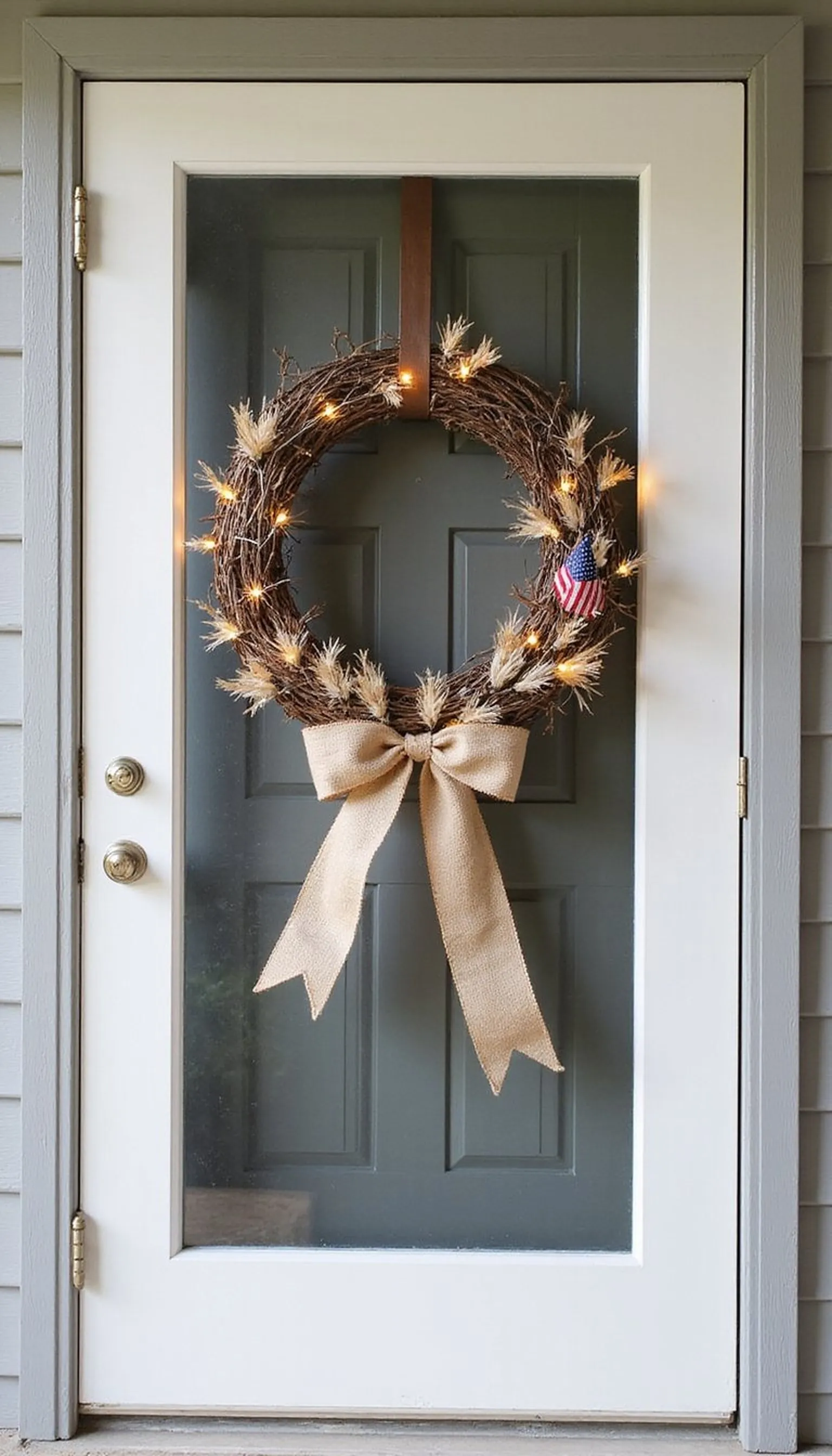Rustic Flag Wreath with Burlap Ribbon