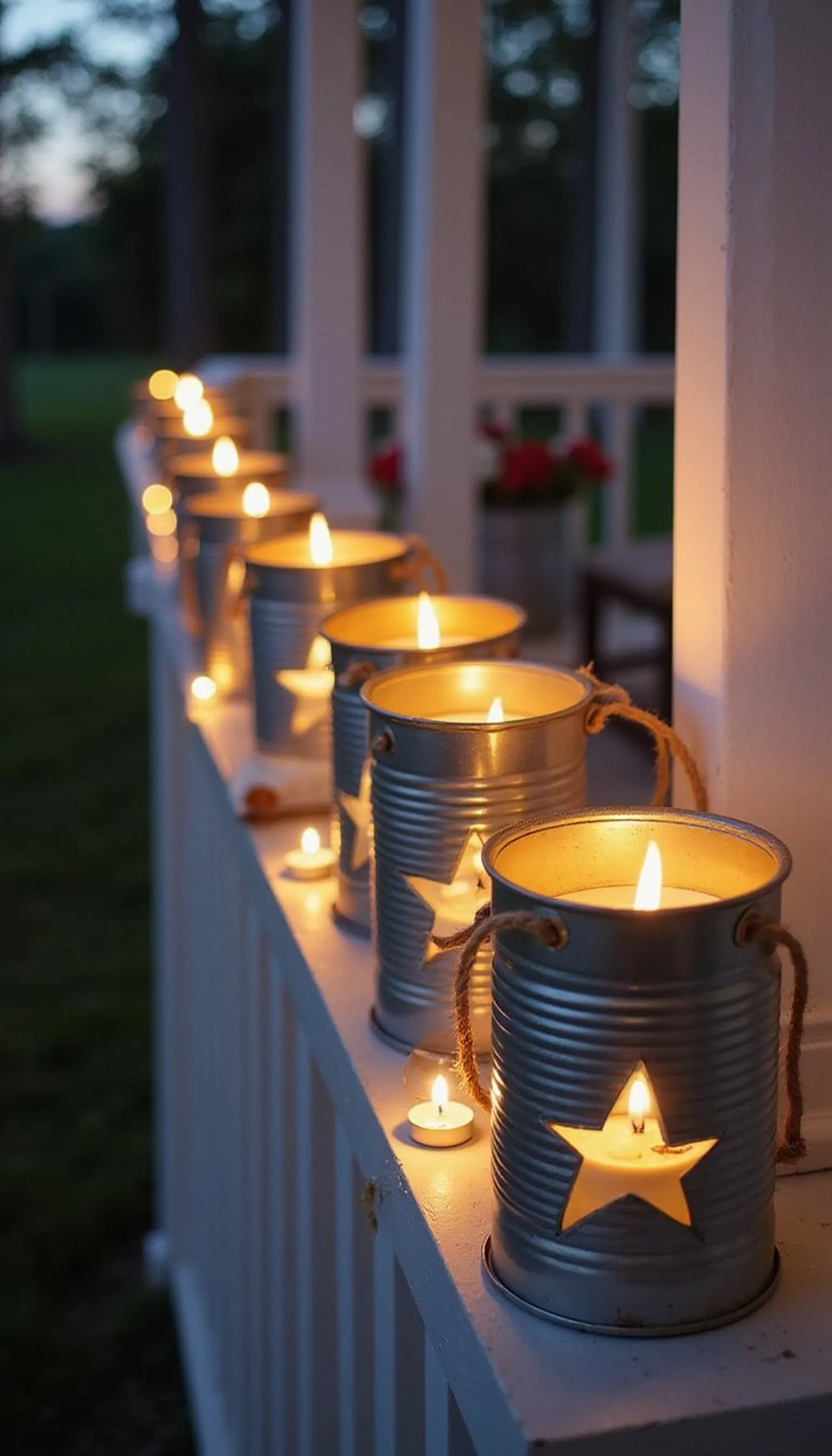 Tin Can Luminaries with Star Cutouts