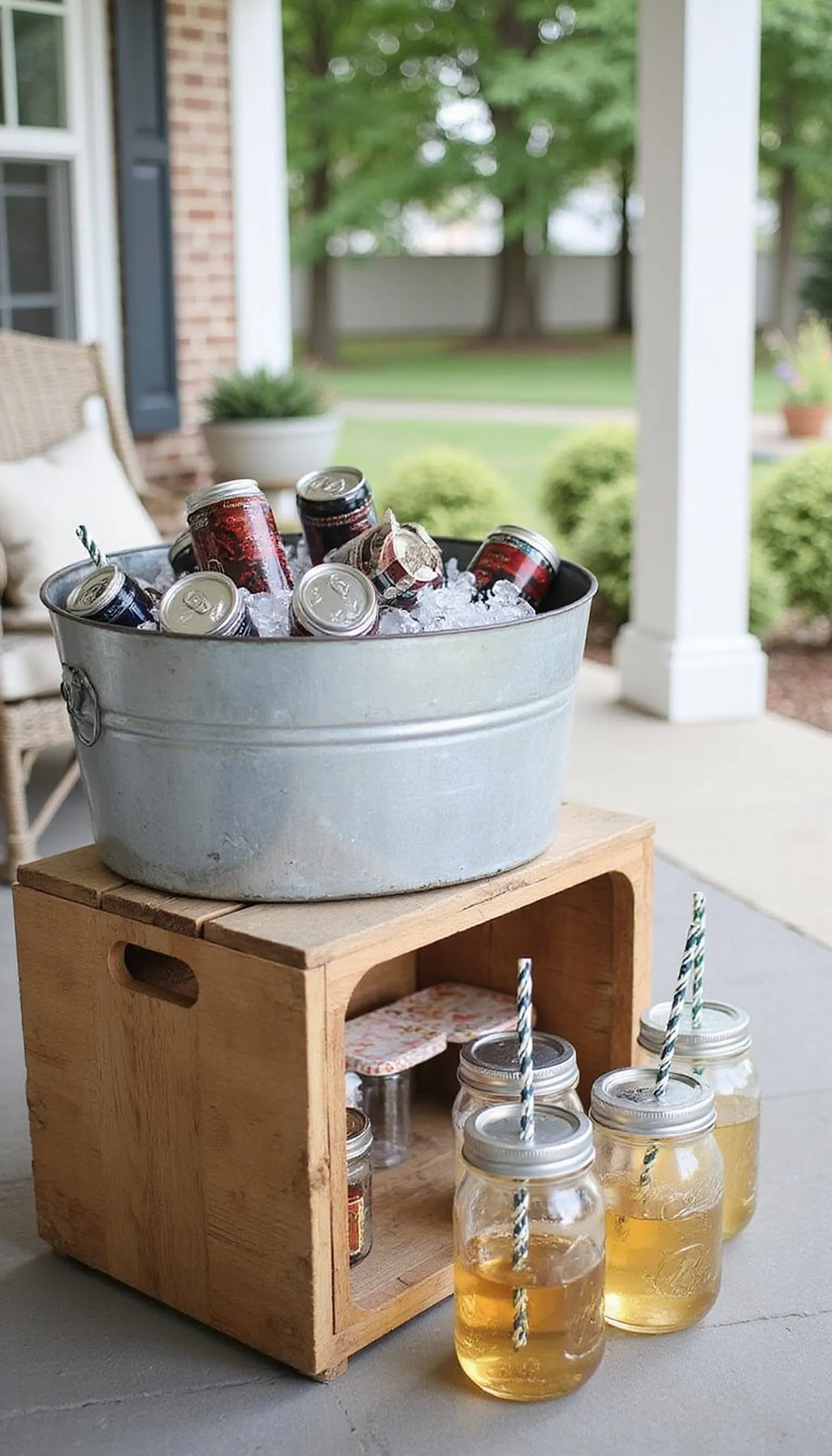Upcycled Metal Tub Drink Station for Guests