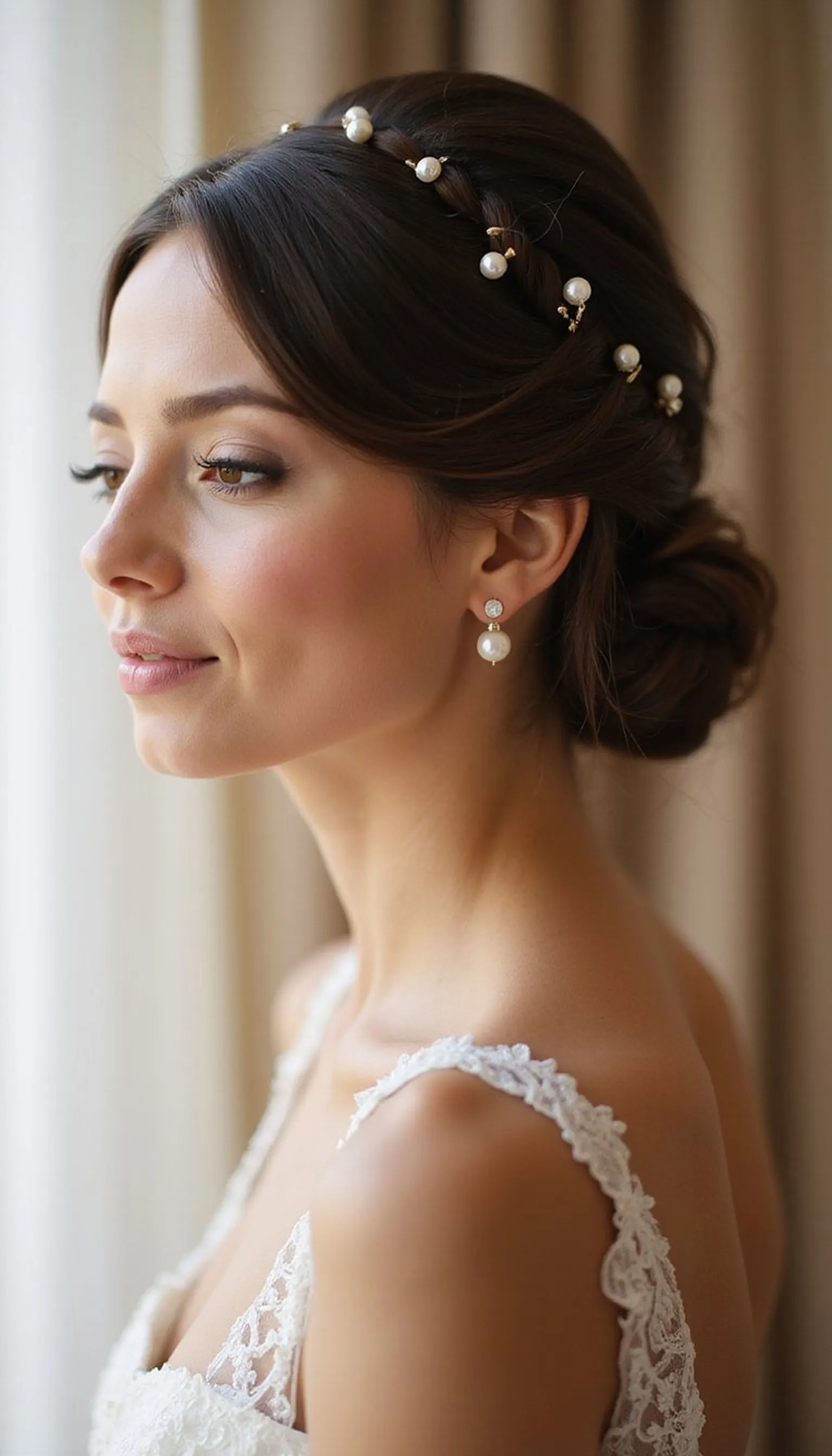 Accessorized Pearl French Twist For Weddings