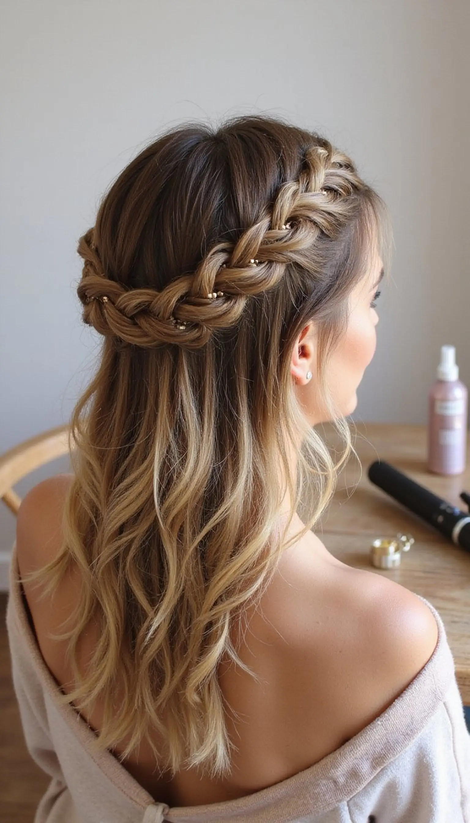 Braided-In French Twist With Soft Waves