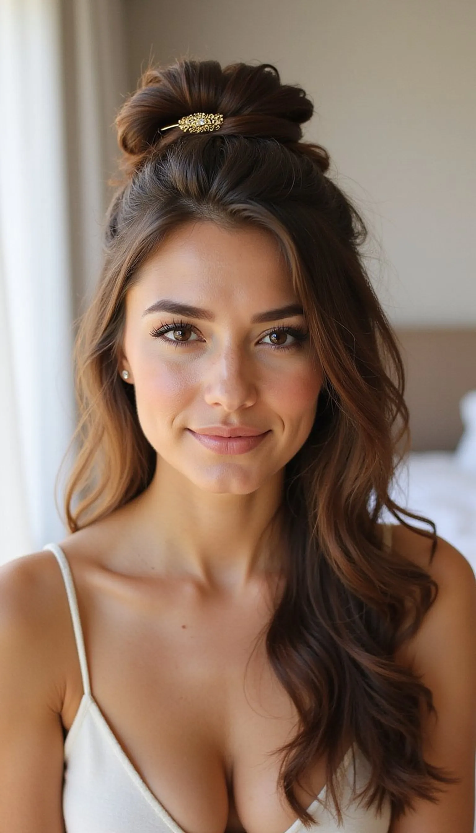 Half-Up French Twist With Volume At Crown