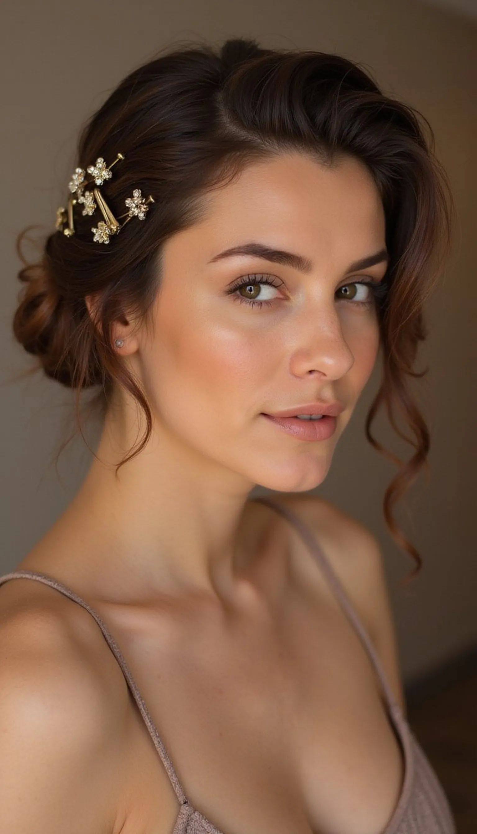 Side-Swept Twisted French Roll For Parties
