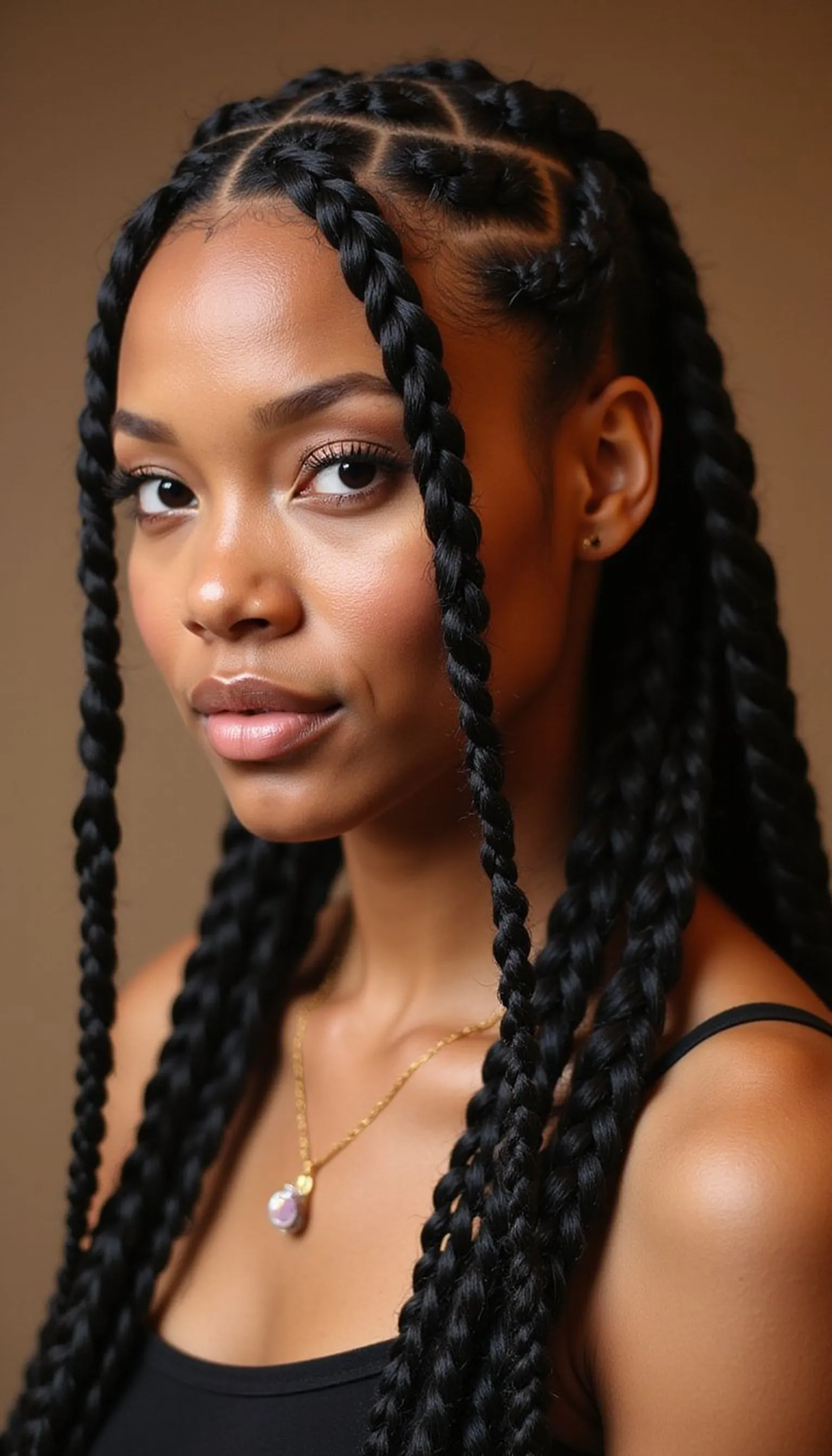 Sleek Box Braids French Twist Fusion Style