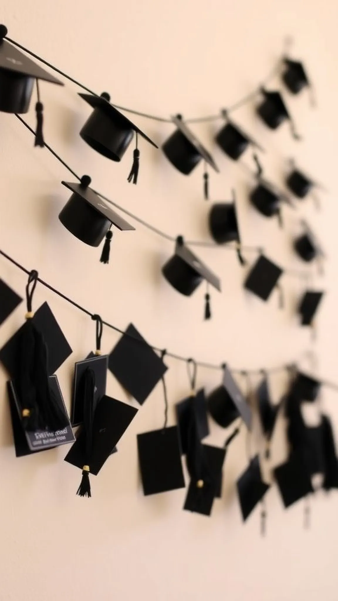 Graduation garland of mini mortarboards