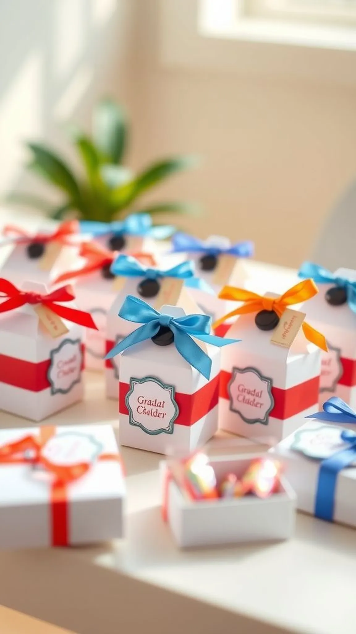 Graduation-themed favor boxes with flair