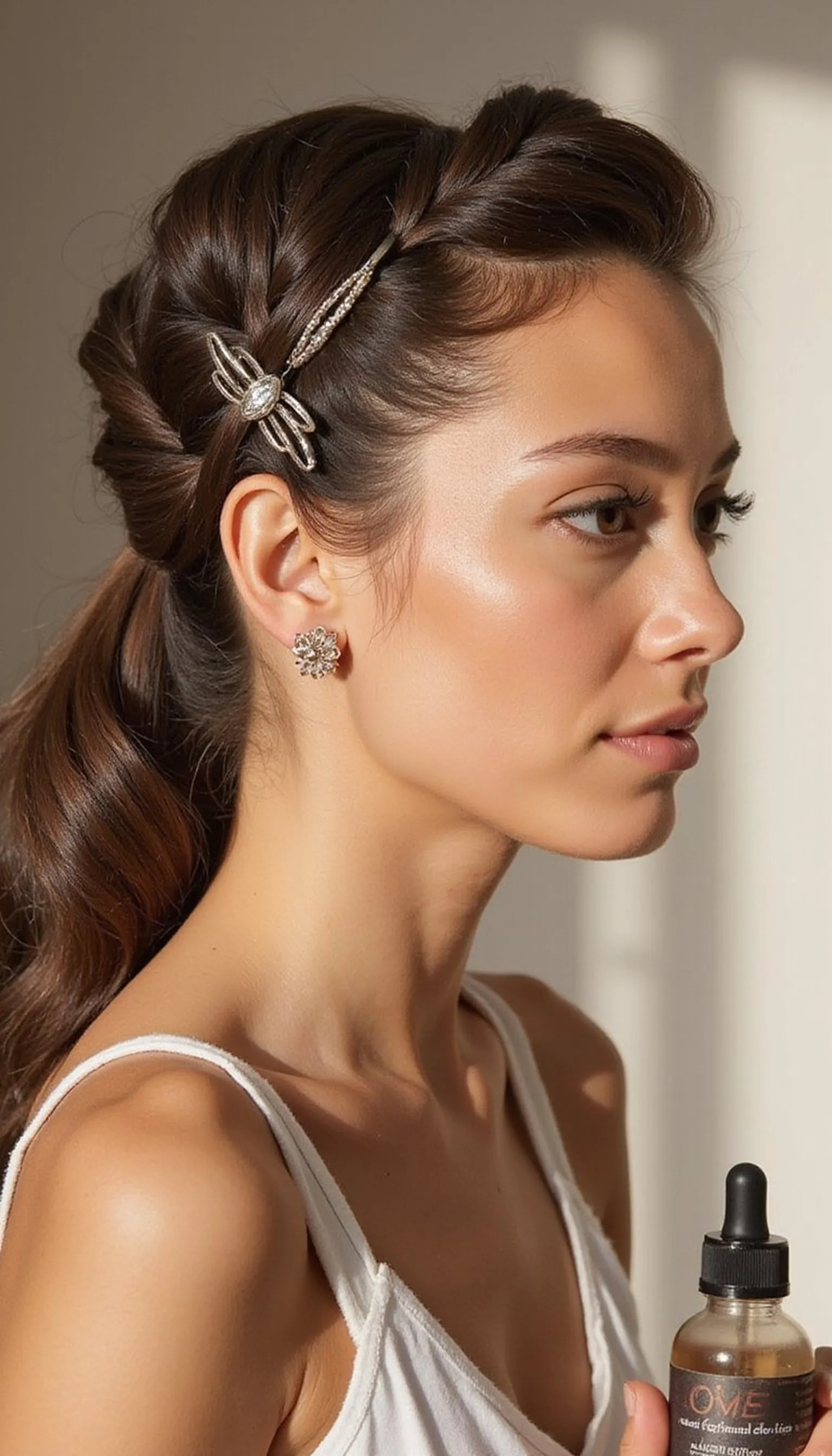 Half Up Sleek Twist With Metallic Barrette