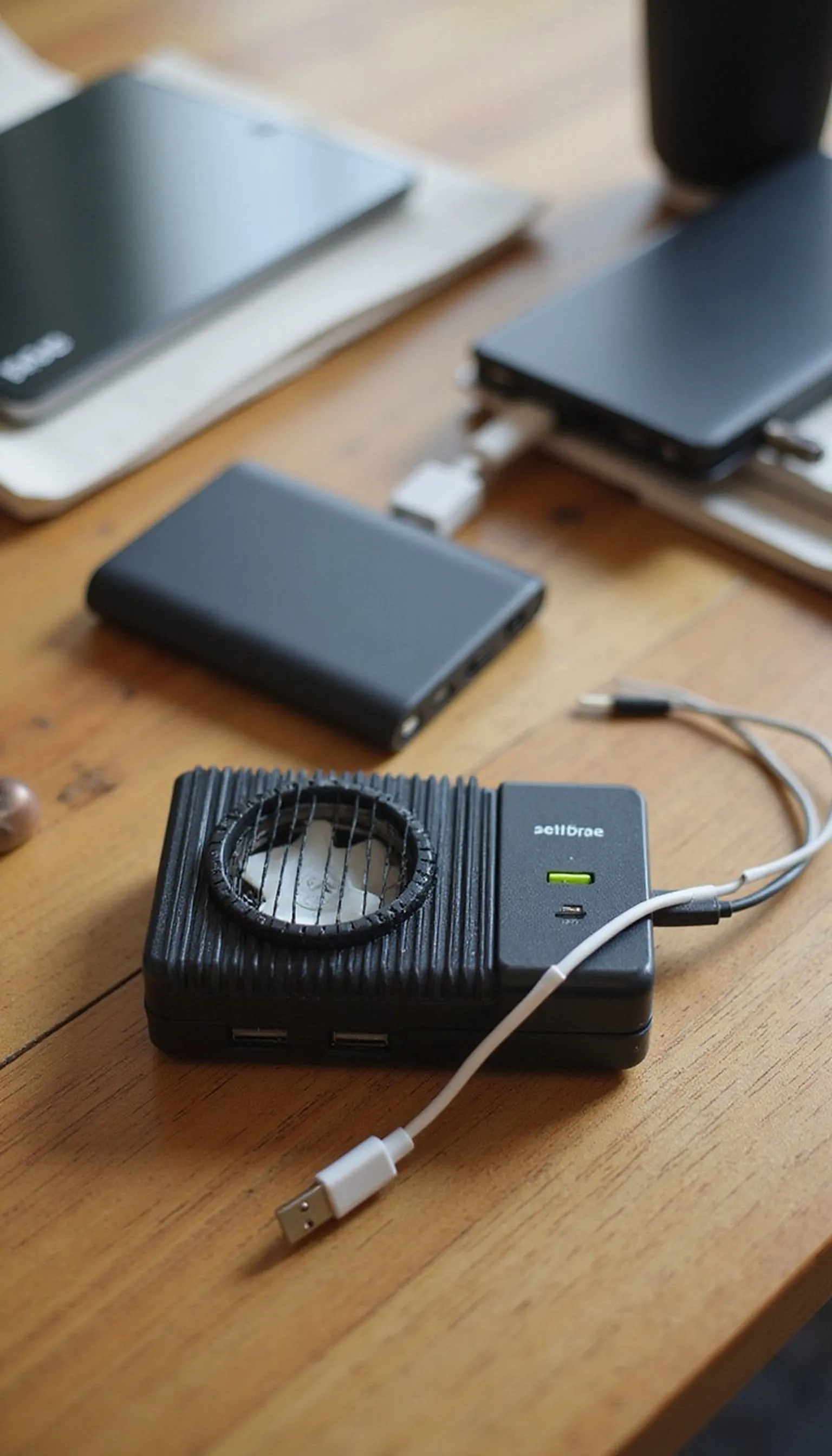 USB rechargeable fan plus power bank combo