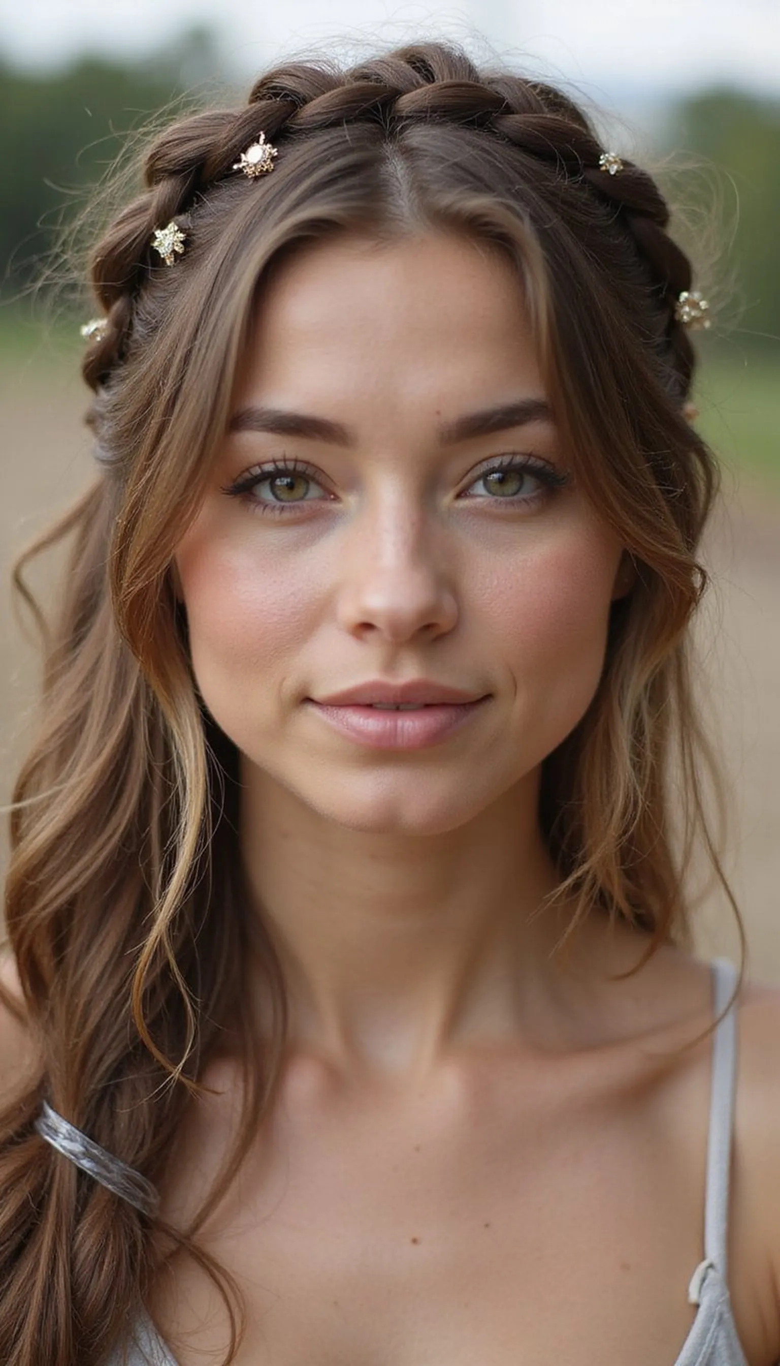 Braided Crown With Decorative Hair Pins