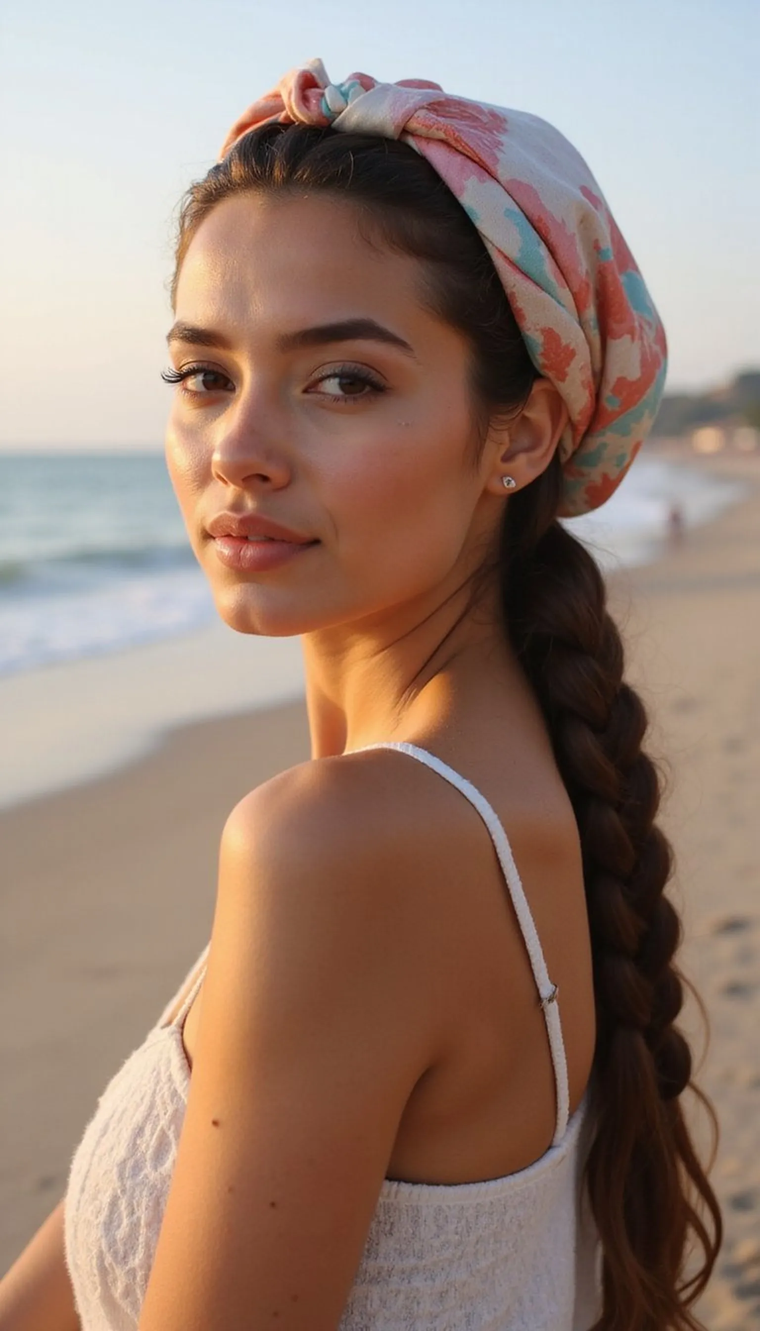 Rain-Ready Dutch Braids With Silk Headscarf