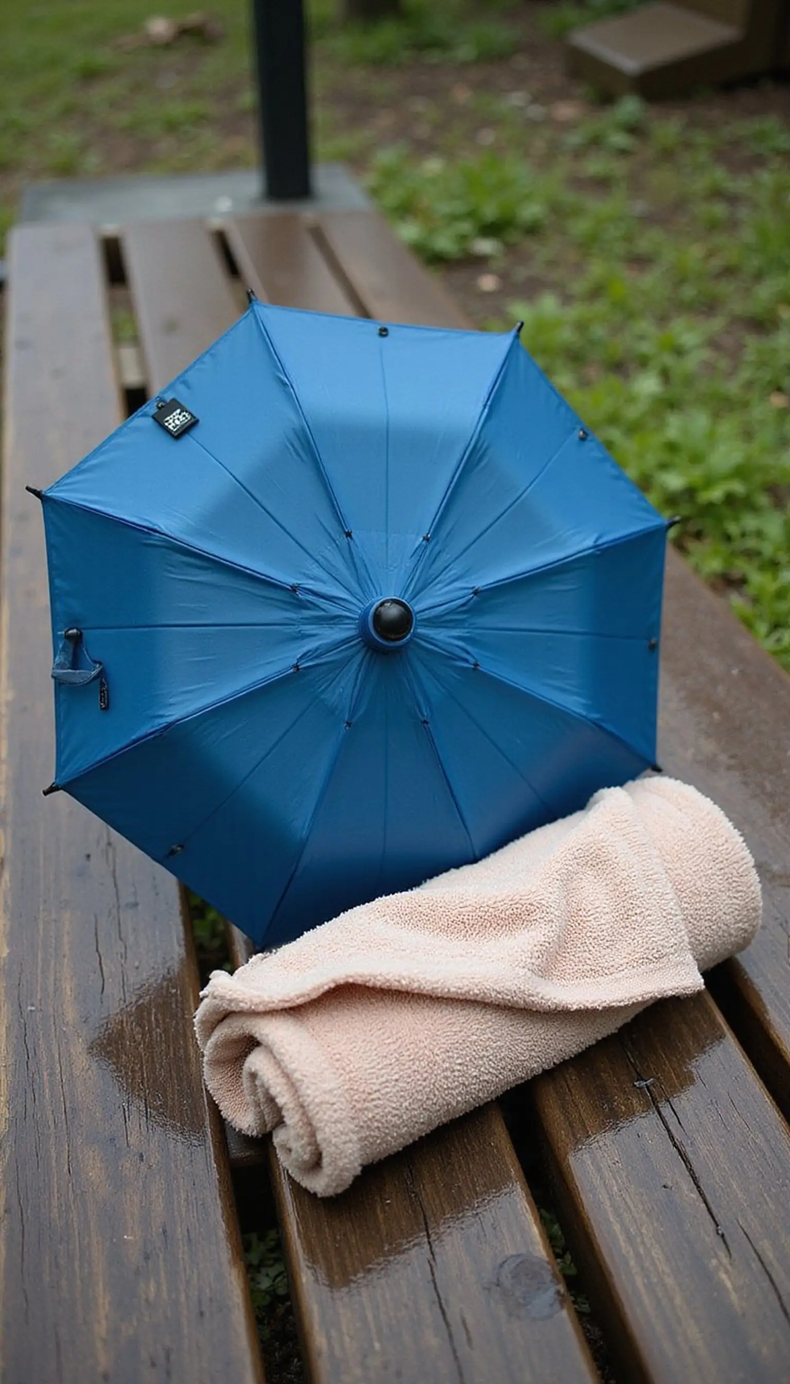 Foldable travel umbrella and quick-dry towel combo
