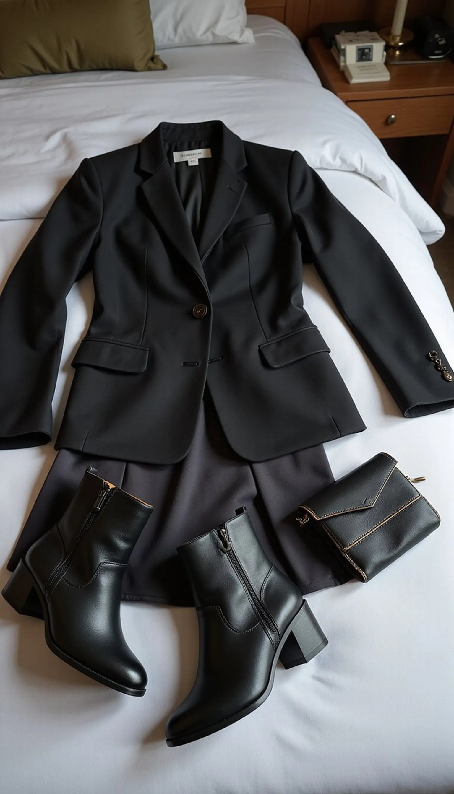 Day-to-night outfit switch for one bag travel