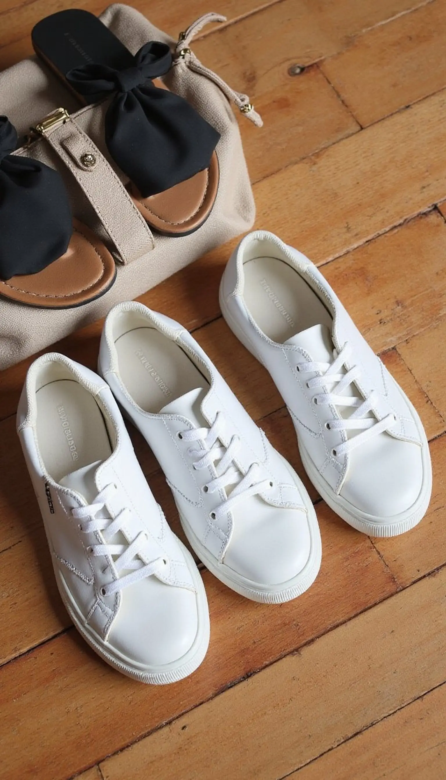 Footwear selection: sandals and sneakers duo