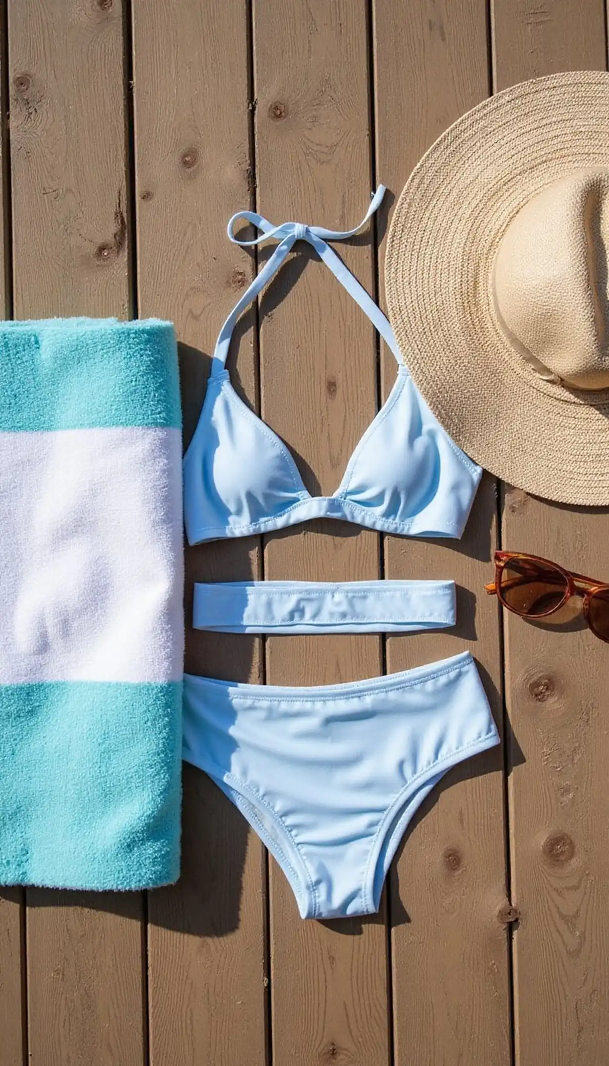 Swimsuit plus towel combo for pool or beach