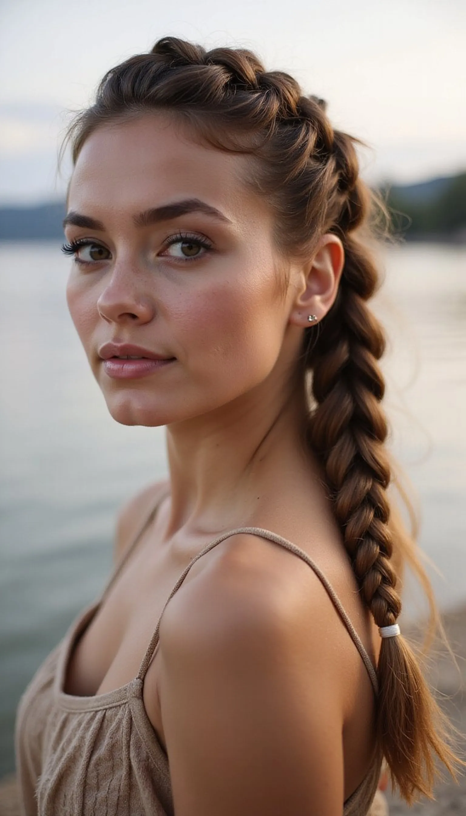 Braided Ponytail With Elastic Wrap Detail