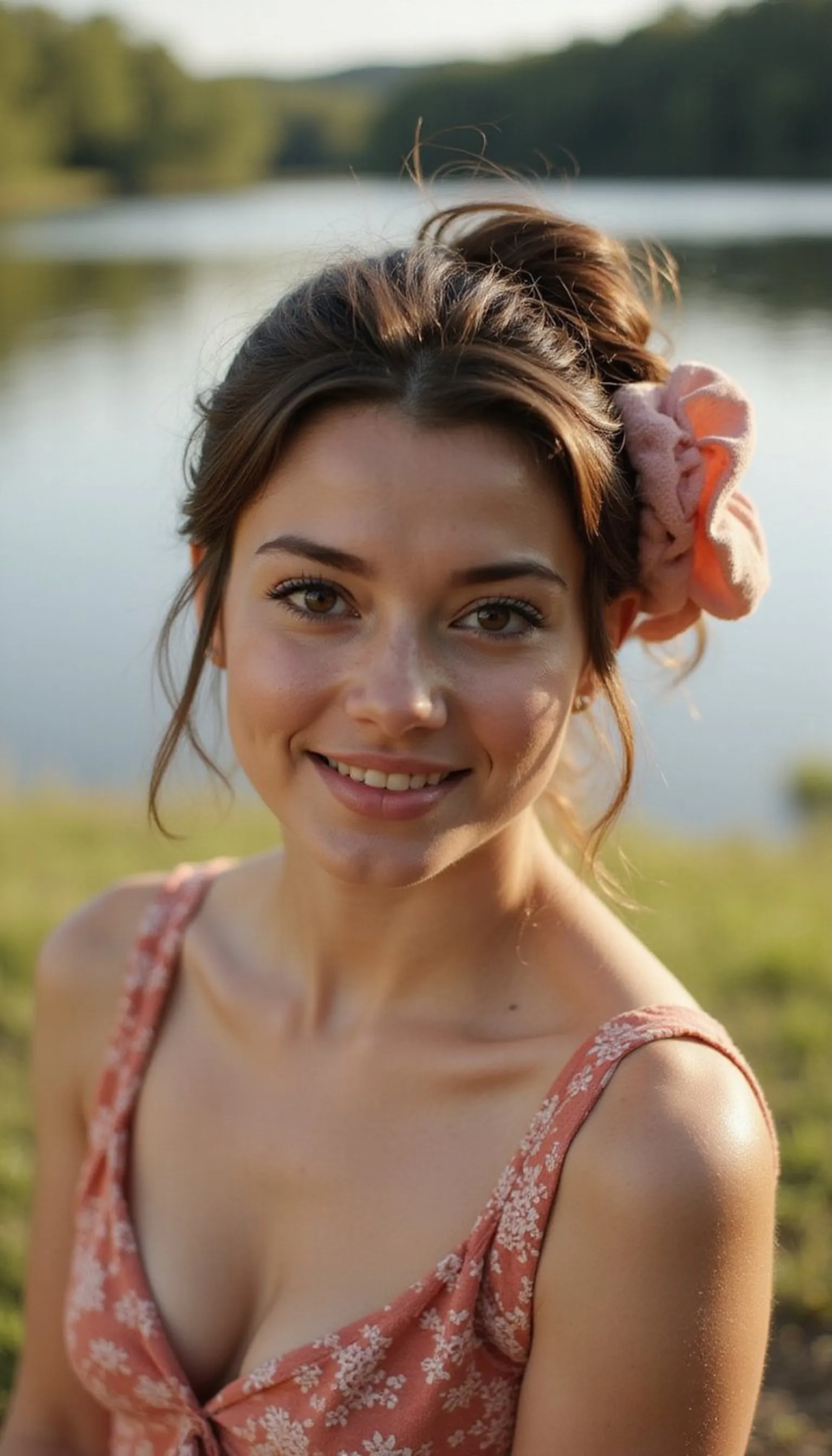 Low Messy Bun Secured With Scrunchie