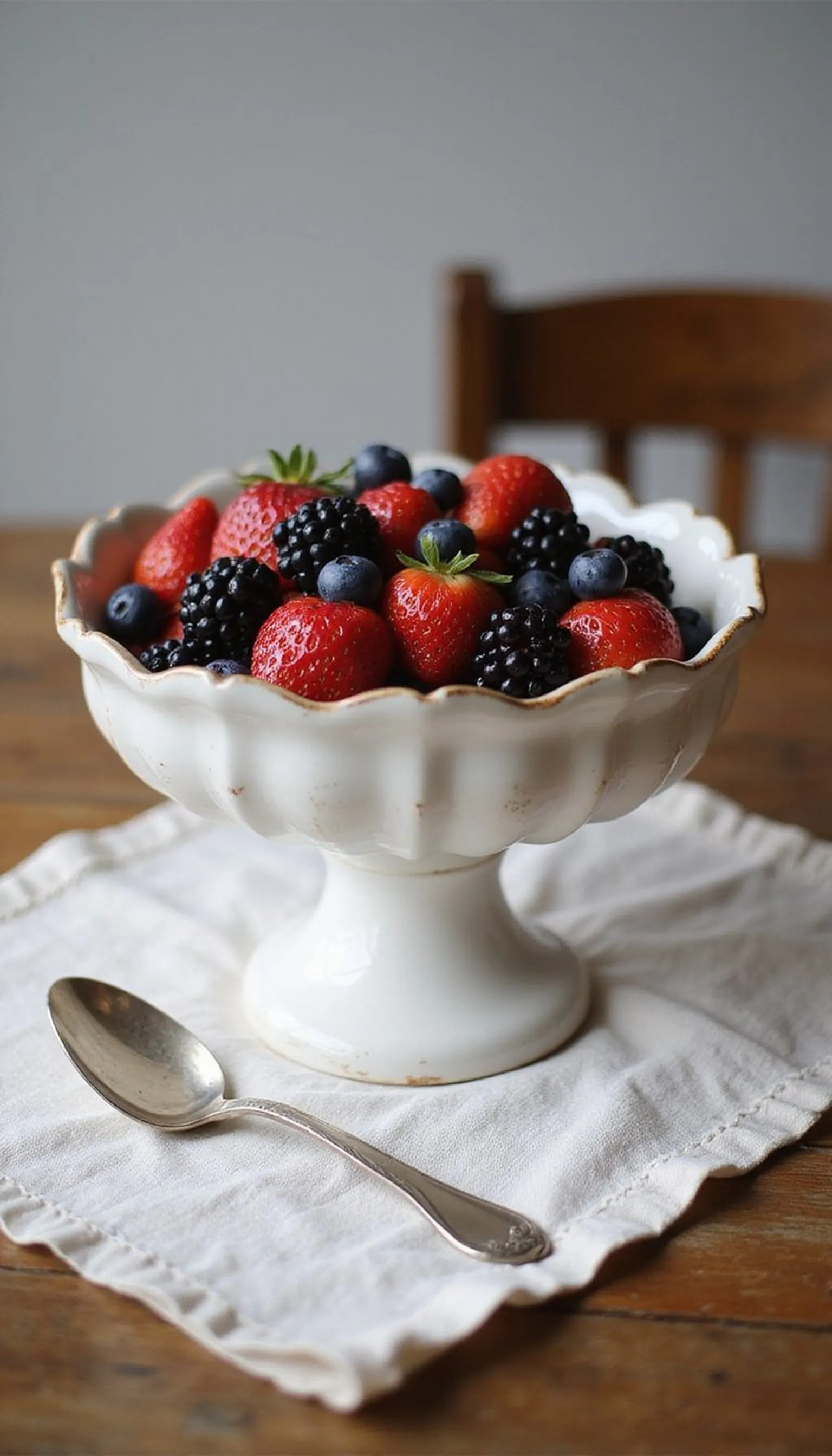 Ceramic Compote Filled with Fresh Berries