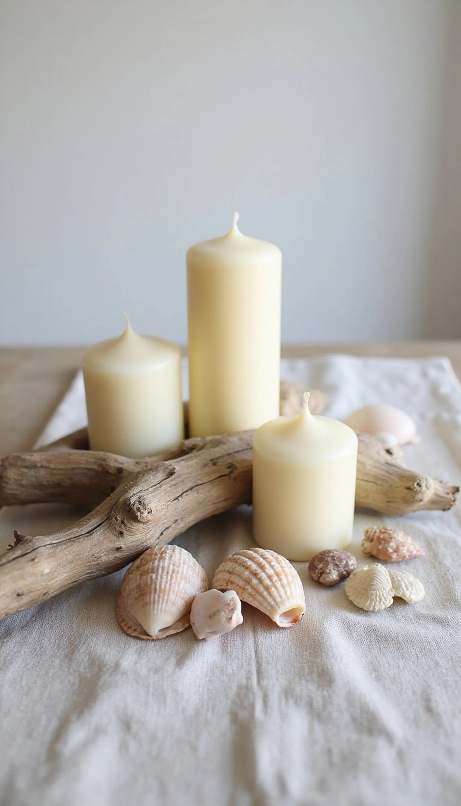Driftwood and Beeswax Candles for Coastal Charm