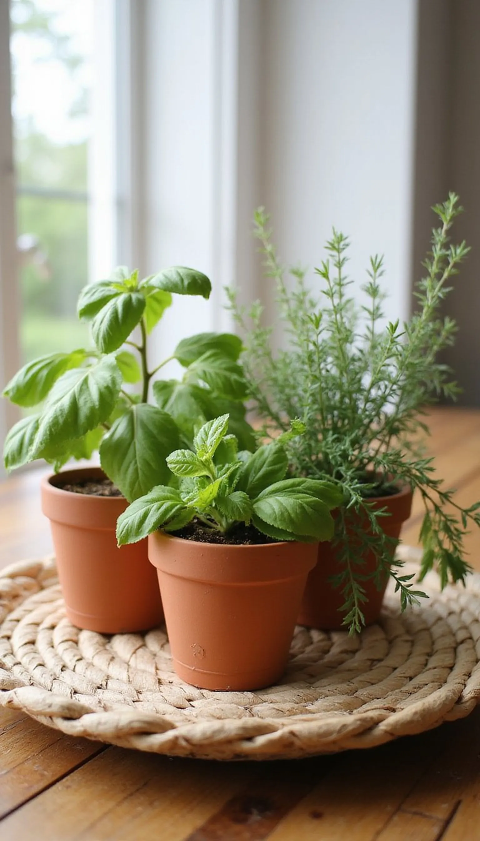 Mini Terracotta Pots with Fresh Herbs