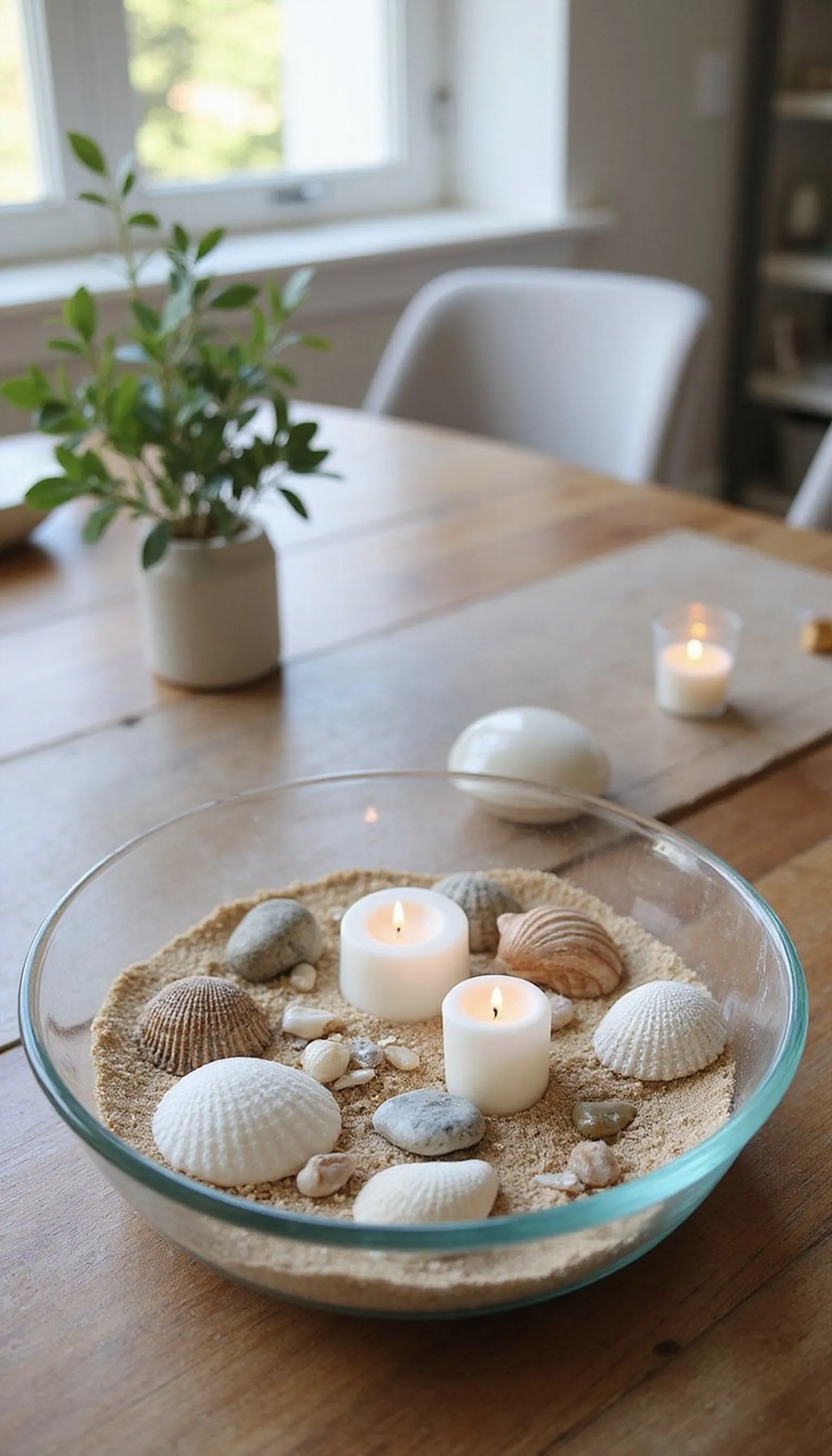 Shell-Filled Glass Tray for a Seaside Mood