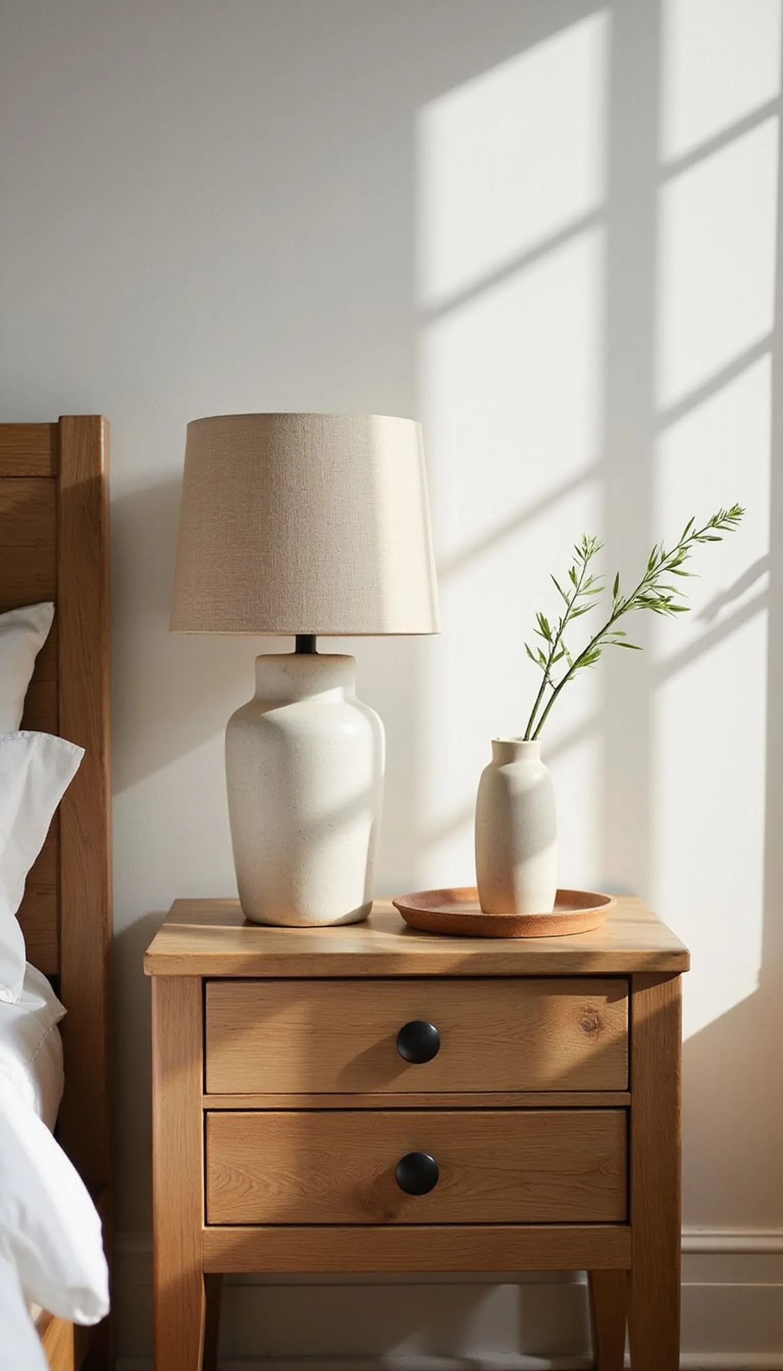 Minimal bedside styling for relaxed mornings