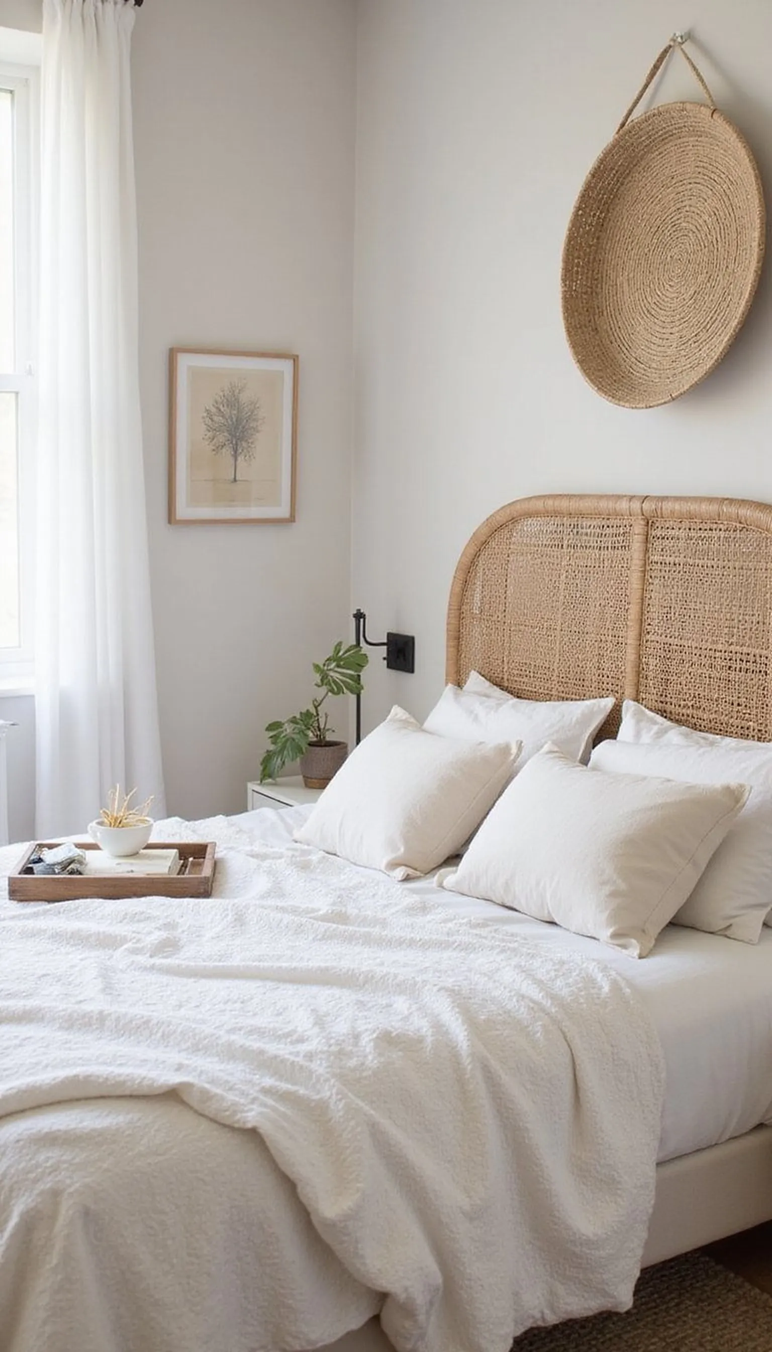 Rattan headboard that breathes style and texture