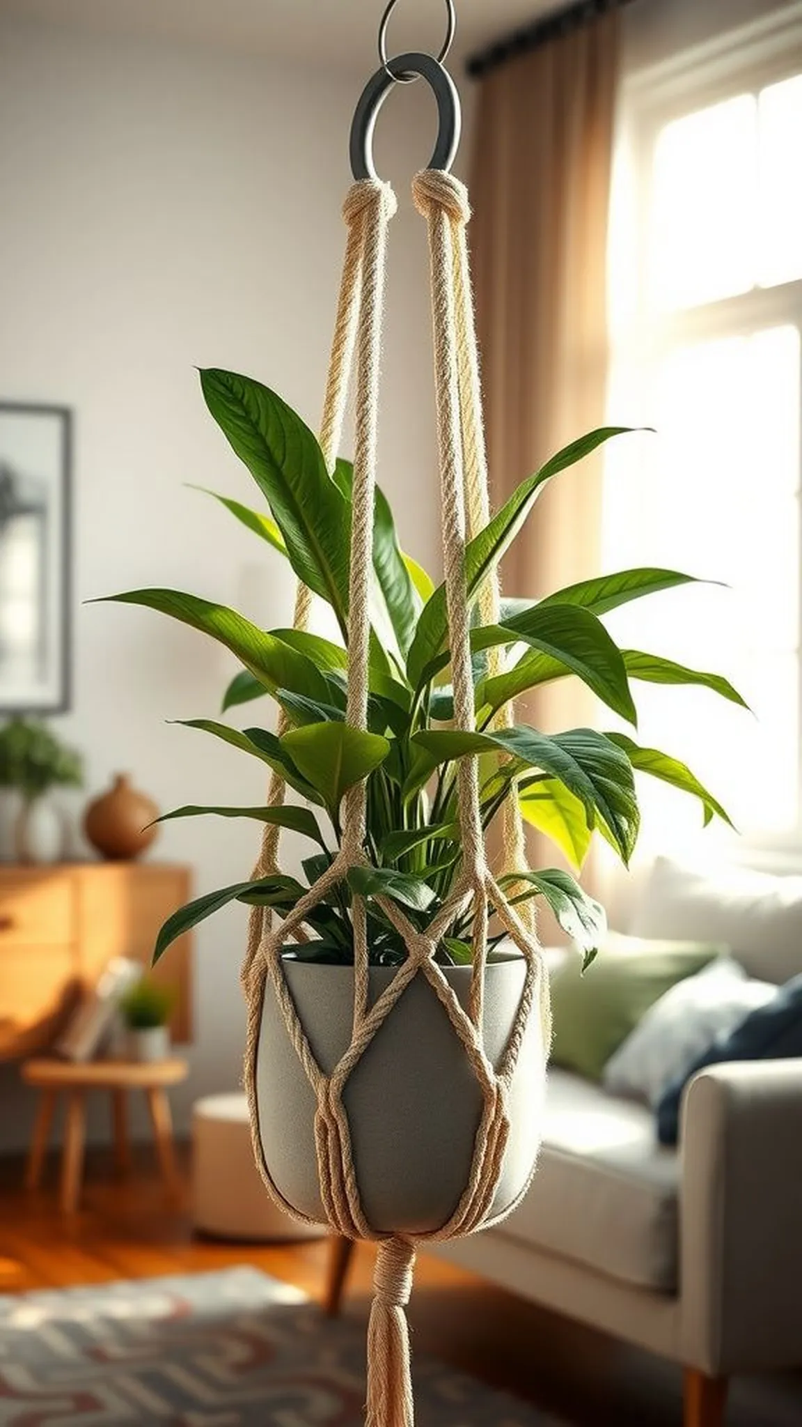 Chunky rope modern hanger for bold statement