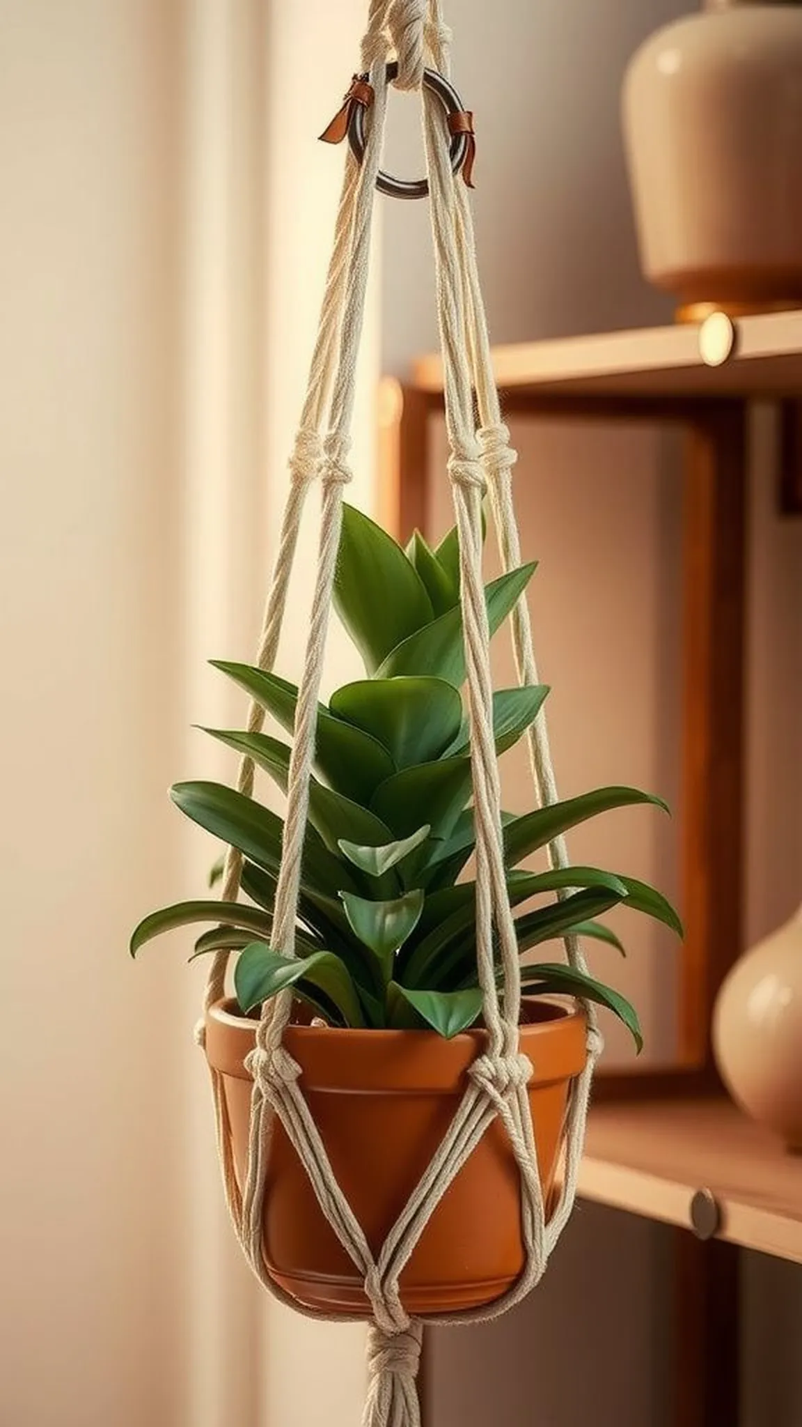 Leather-accented hanger with rustic contrast