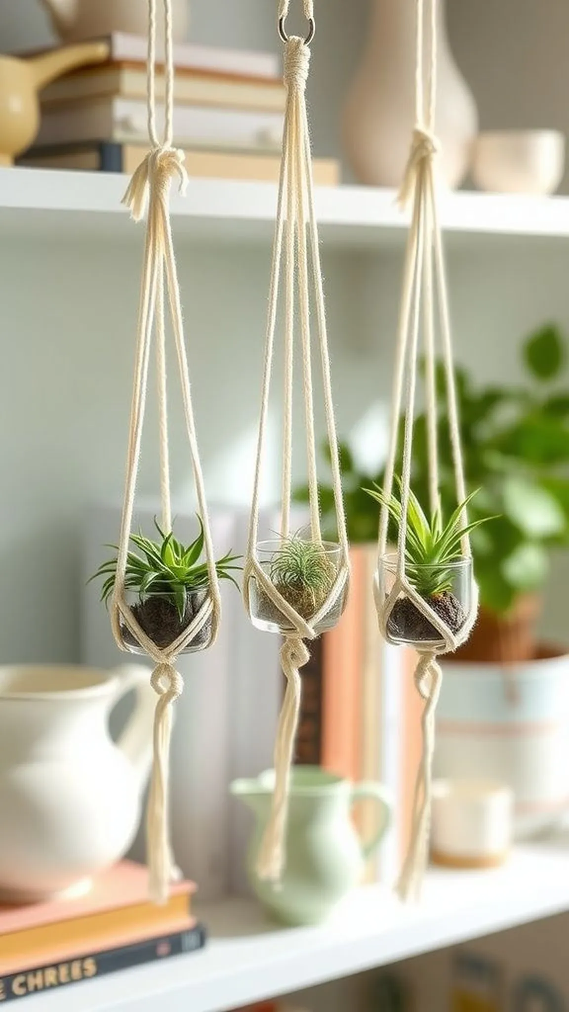 Mini air plant holders for shelves and nooks