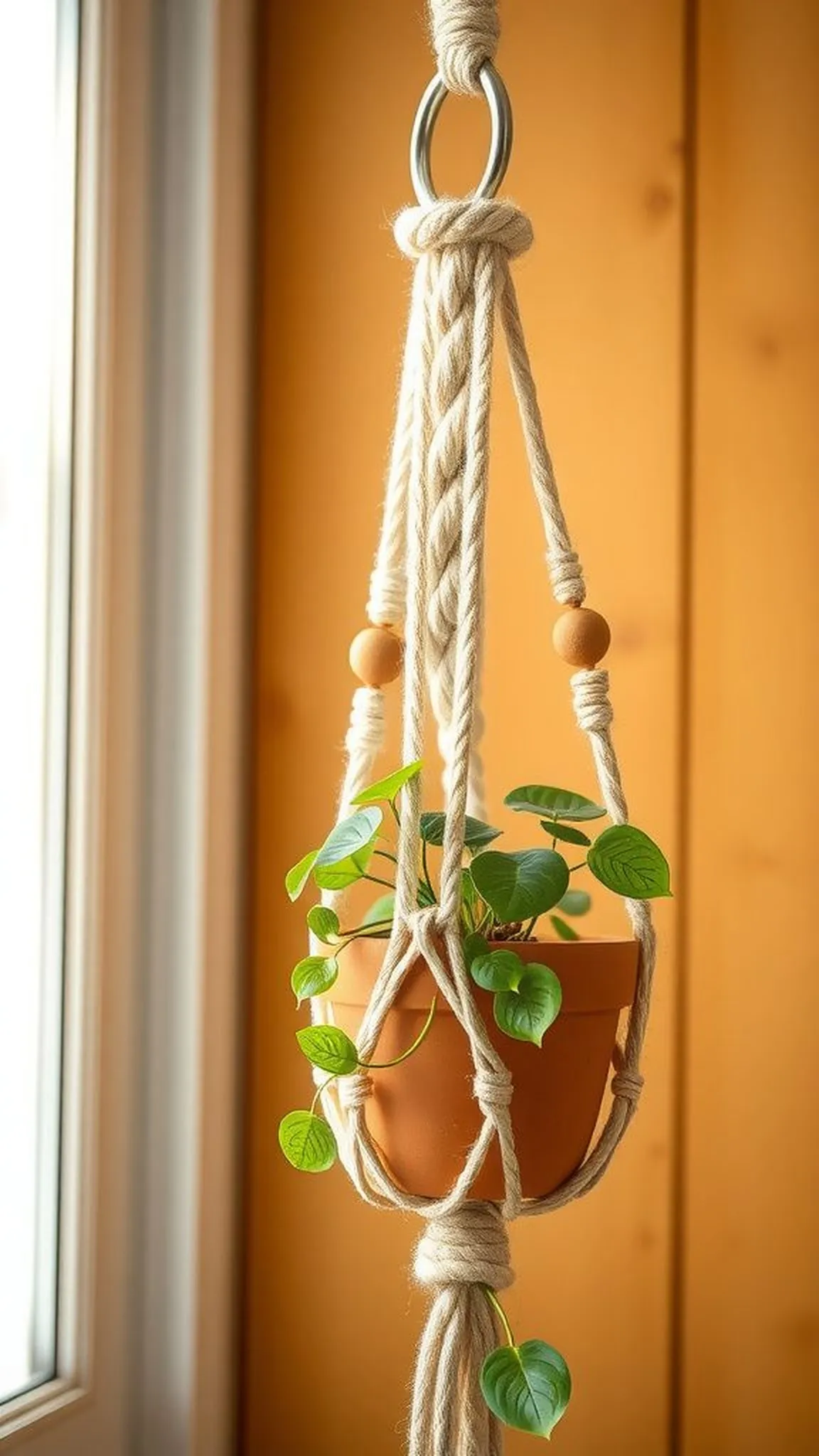 Simple spiral knot plant hanger for beginners