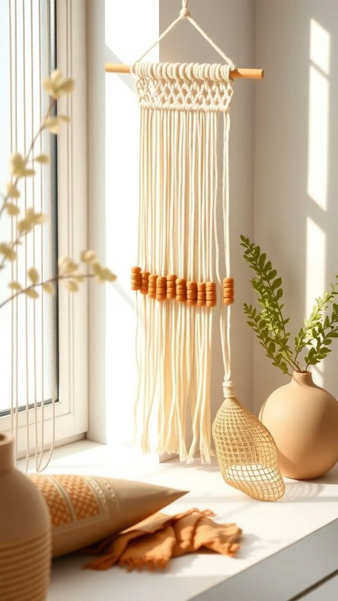 Bead embellished macrame with playful highlights
