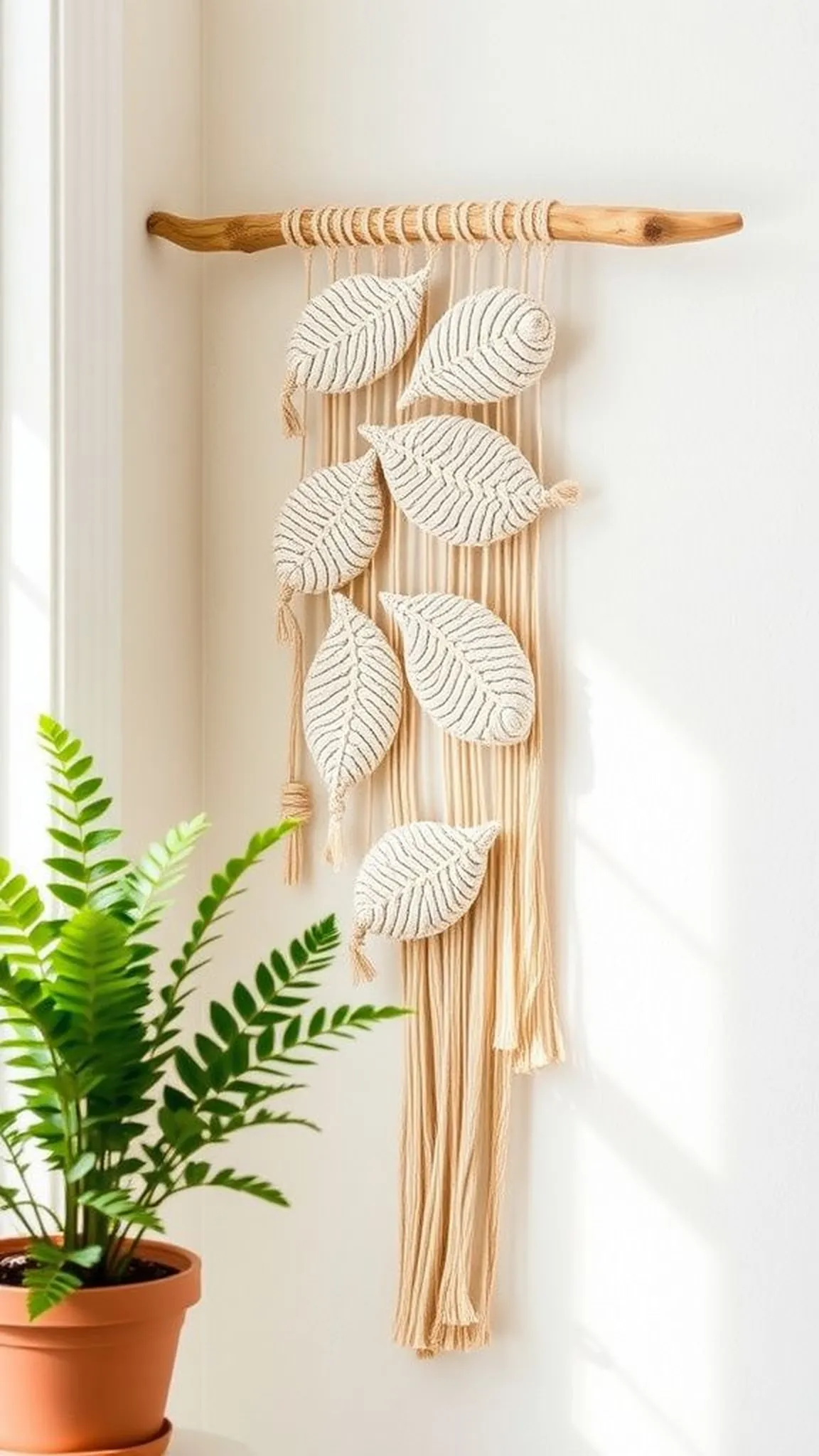 Botanical leaf macrame motif with soft curves
