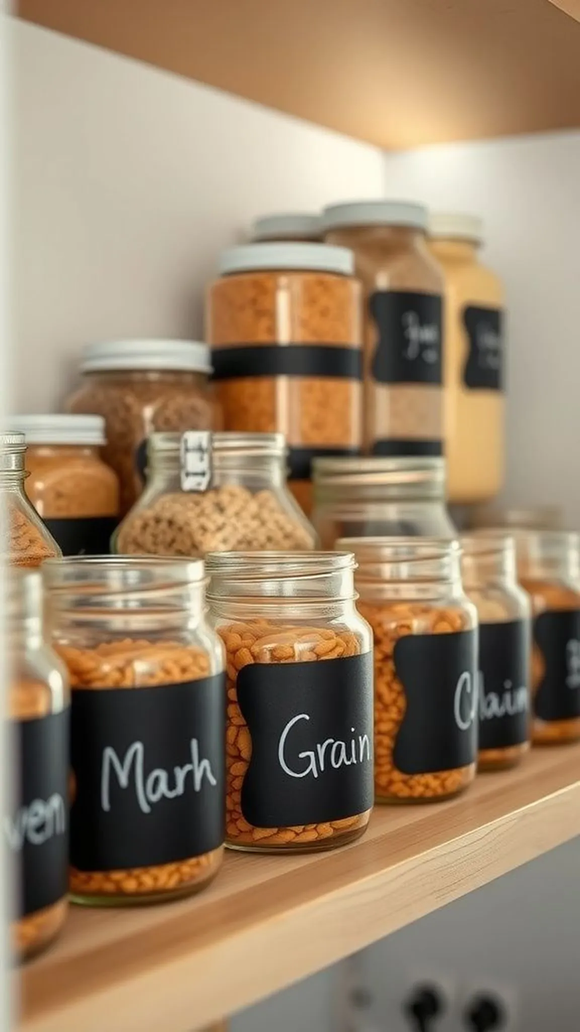 Chalkboard label mason jars for pantry styling
