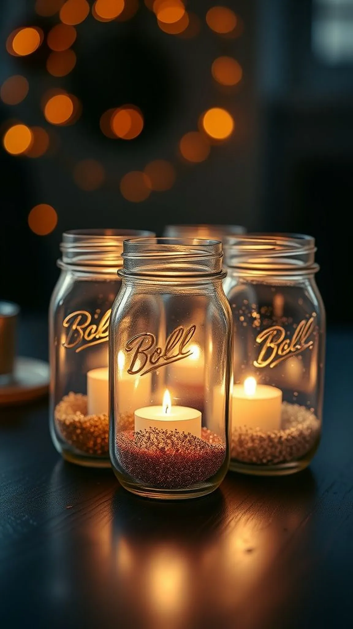 Glitter ombré mason jar candle holders