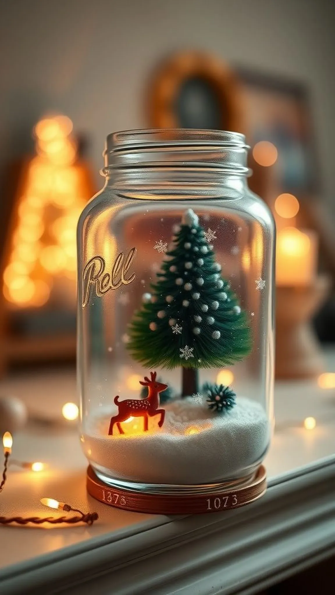 Winter snow globe mason jar scenes