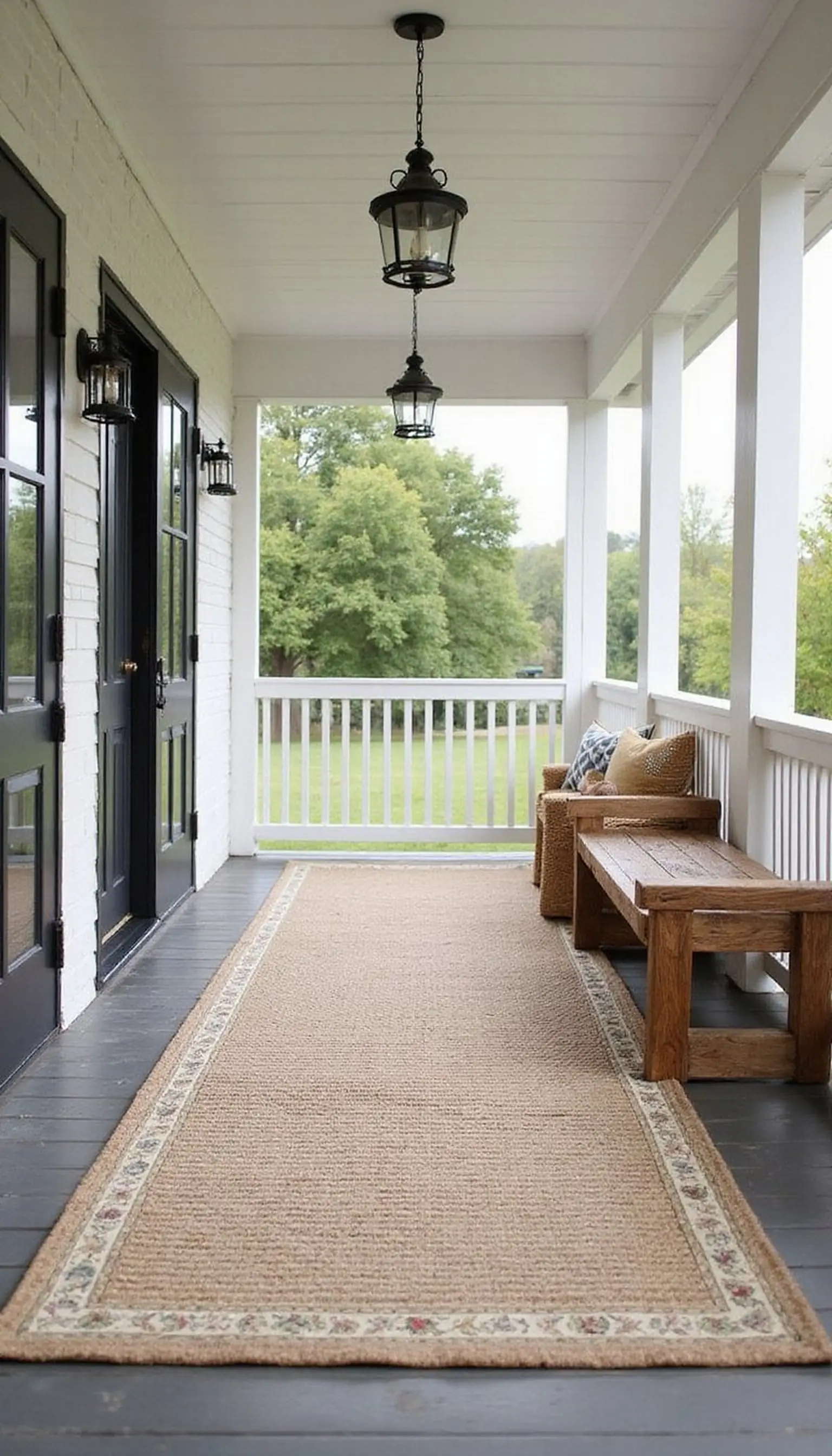 Layer rugs to create a cozy walkway