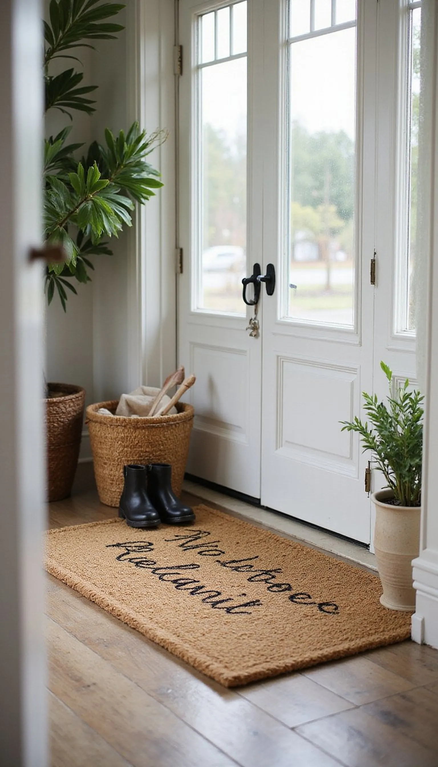Welcome mat plus boot basket for entry