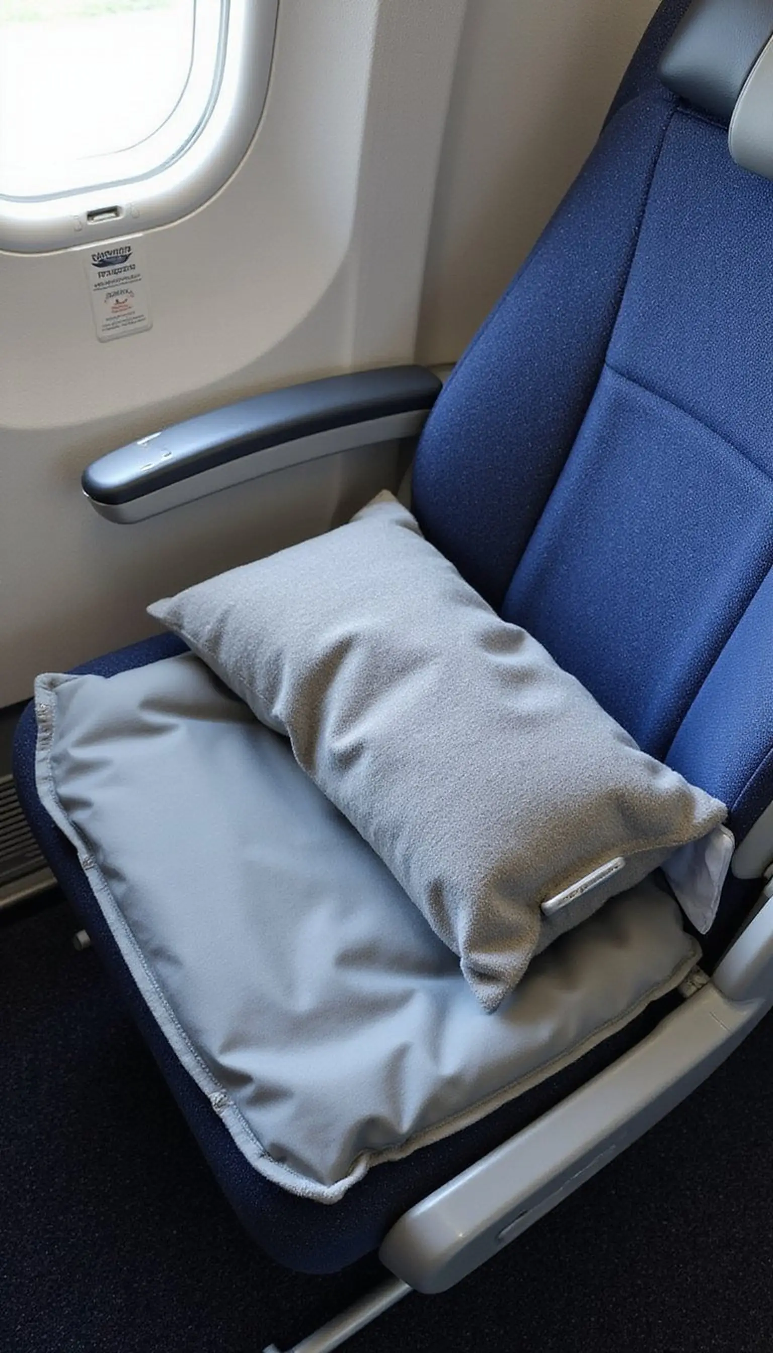 Inflatable seat cushion for flights and transfers
