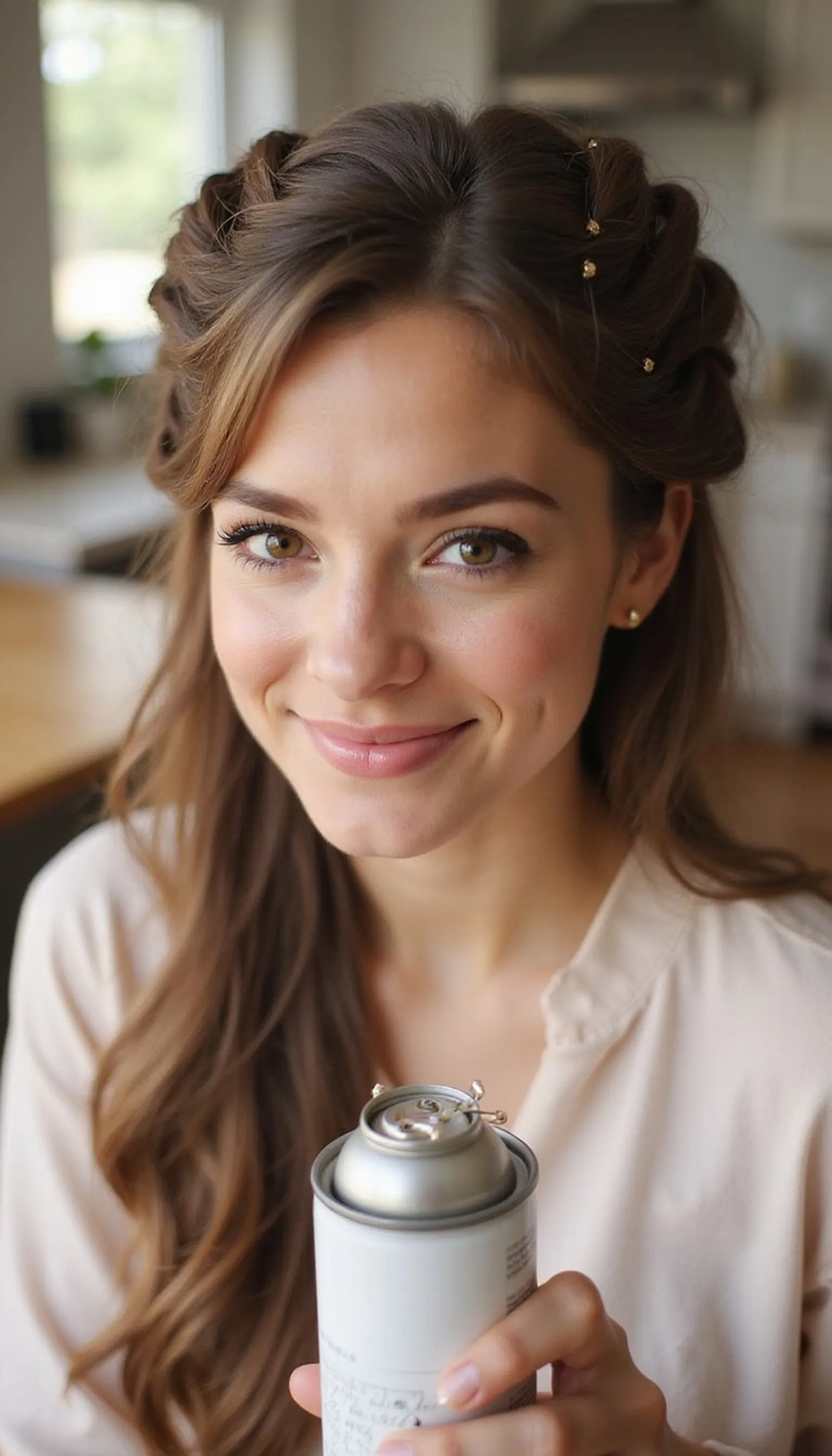 Half-Up Twists With Pearl Hairpins