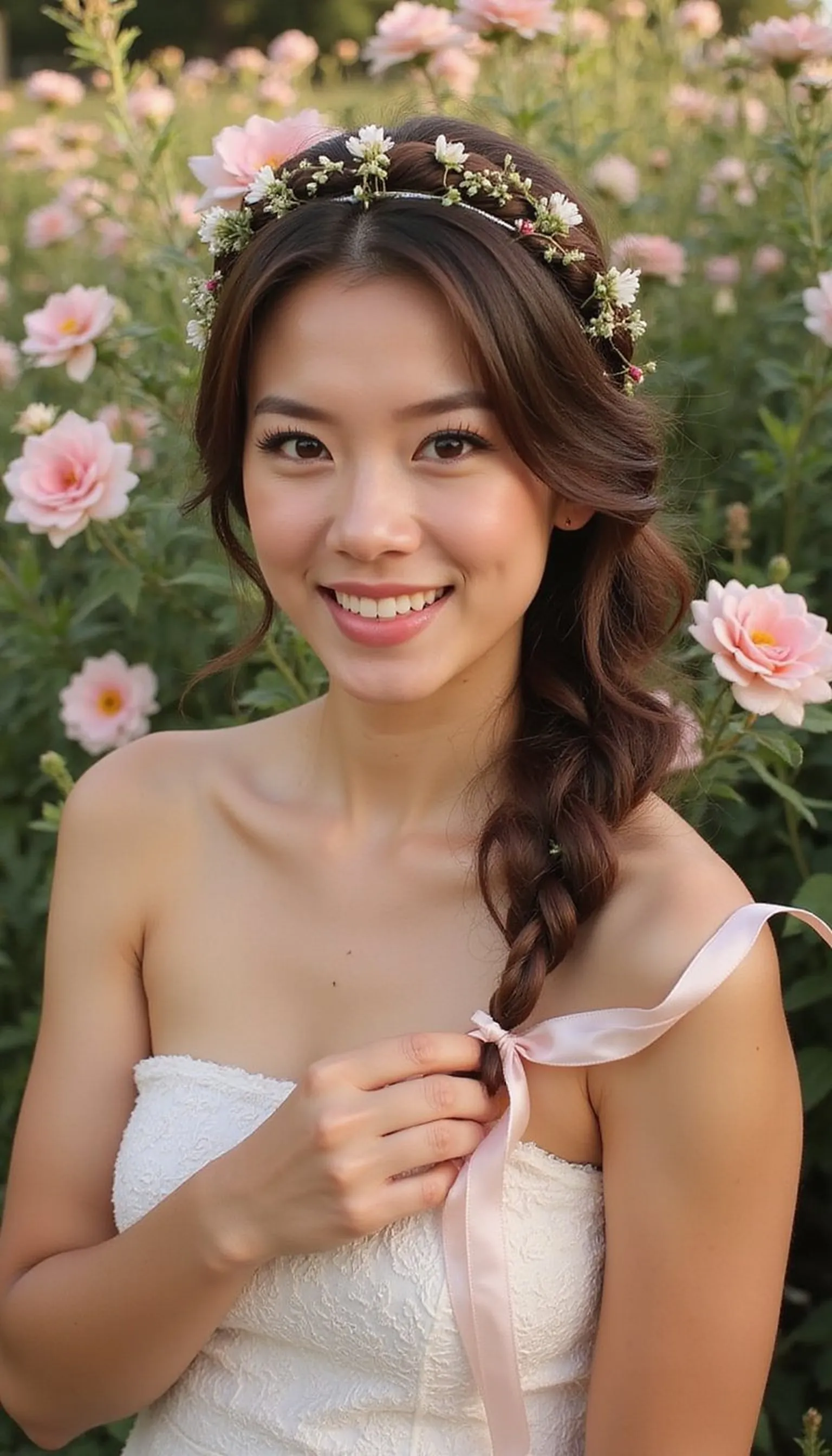 Halo Braid With Tiny Flower Accents