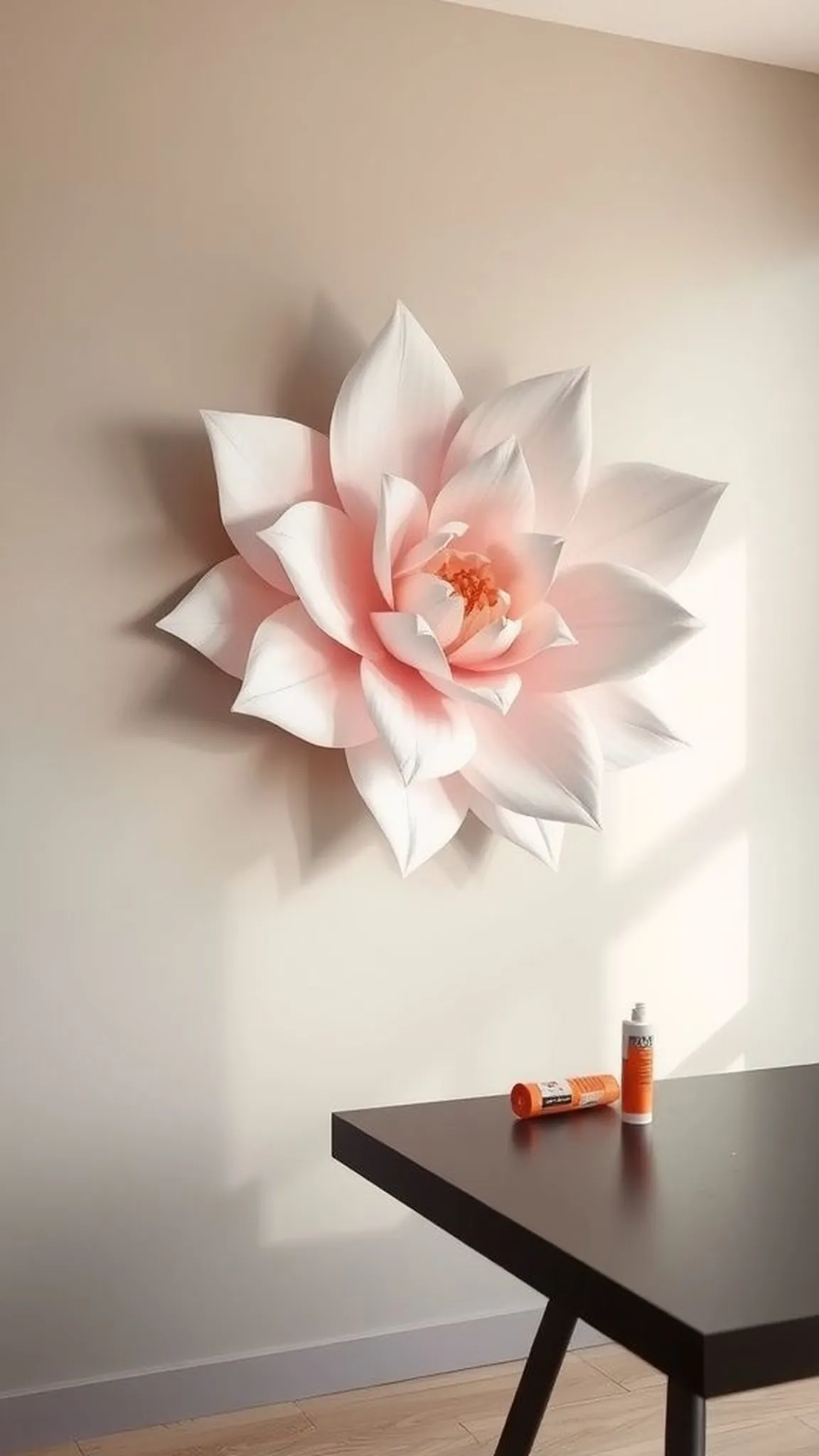 Giant single paper blossom wall art as a statement piece