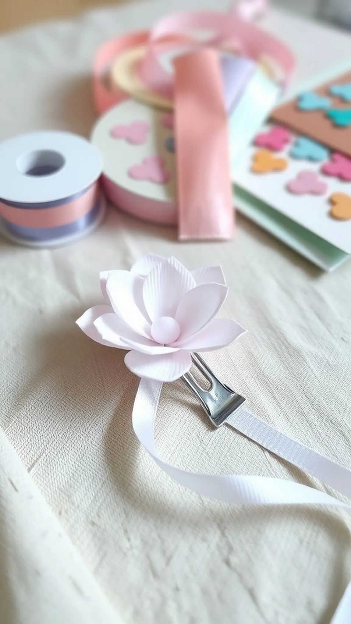 Paper flower hair clip for a special Mother's Day look