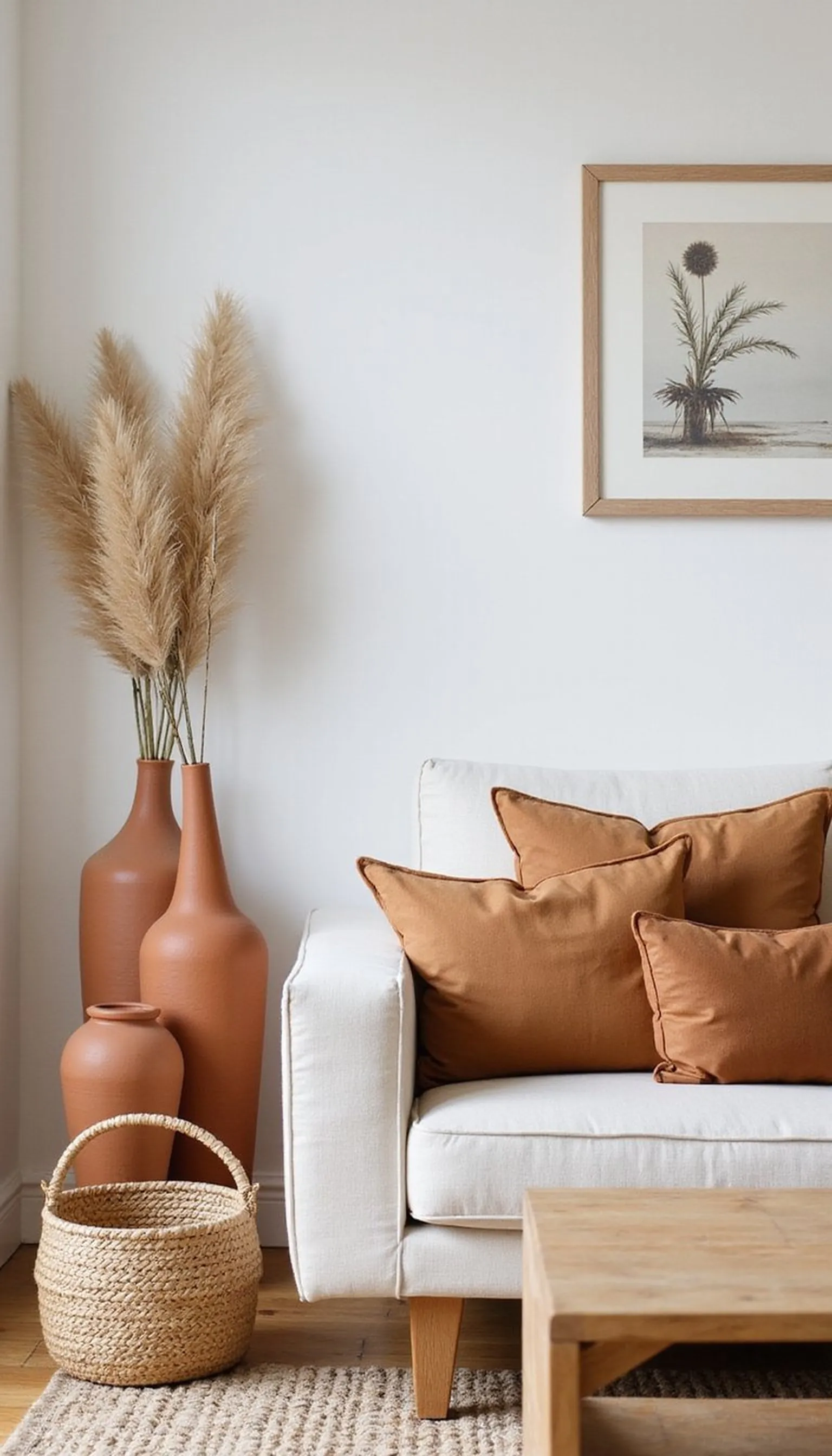 Earthy neutrals with terracotta accents