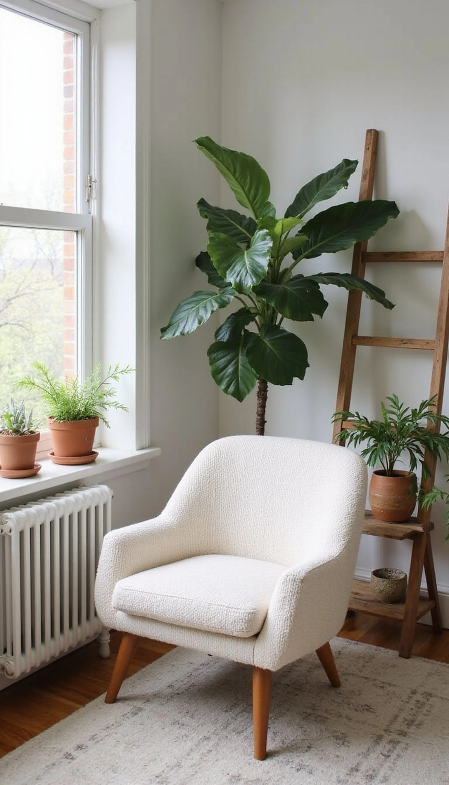 Green accents: plants in a neutral scheme