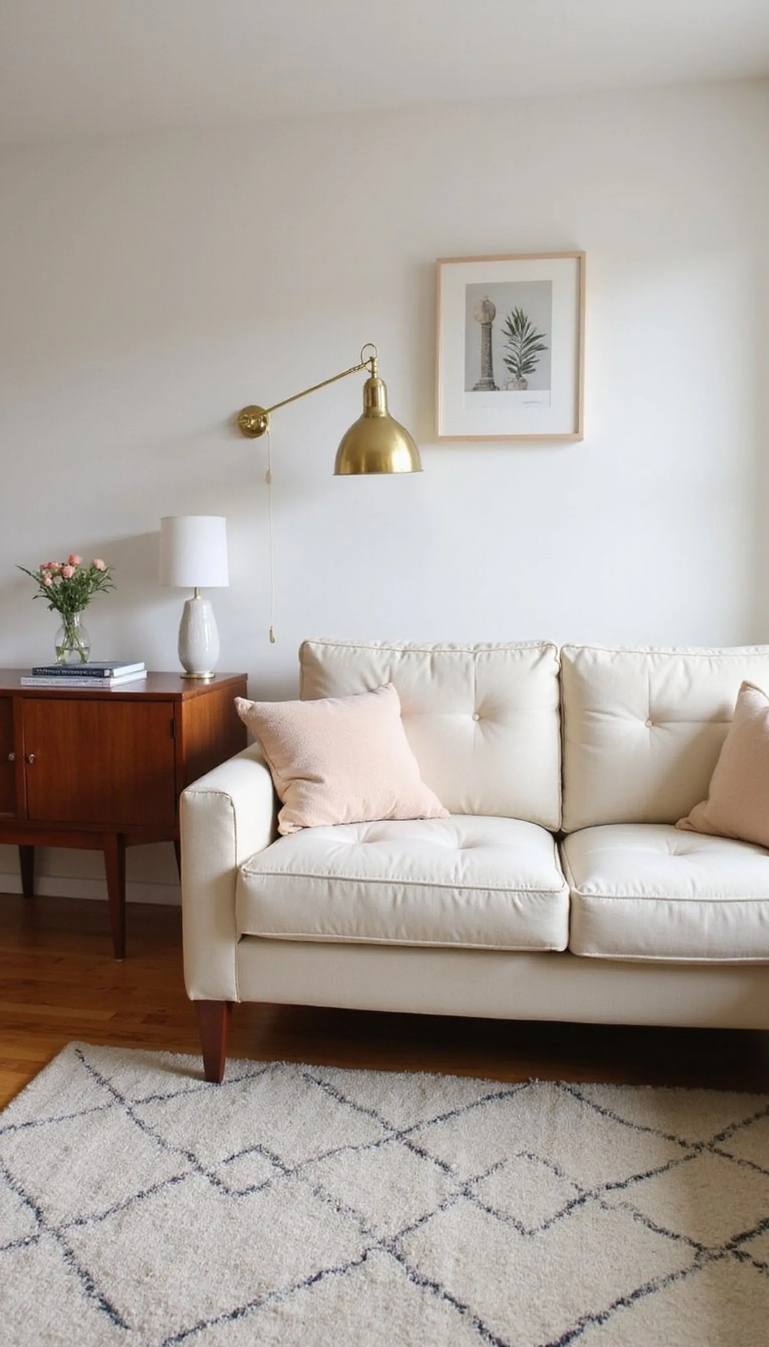 Mid-century neutral with warm teak tones