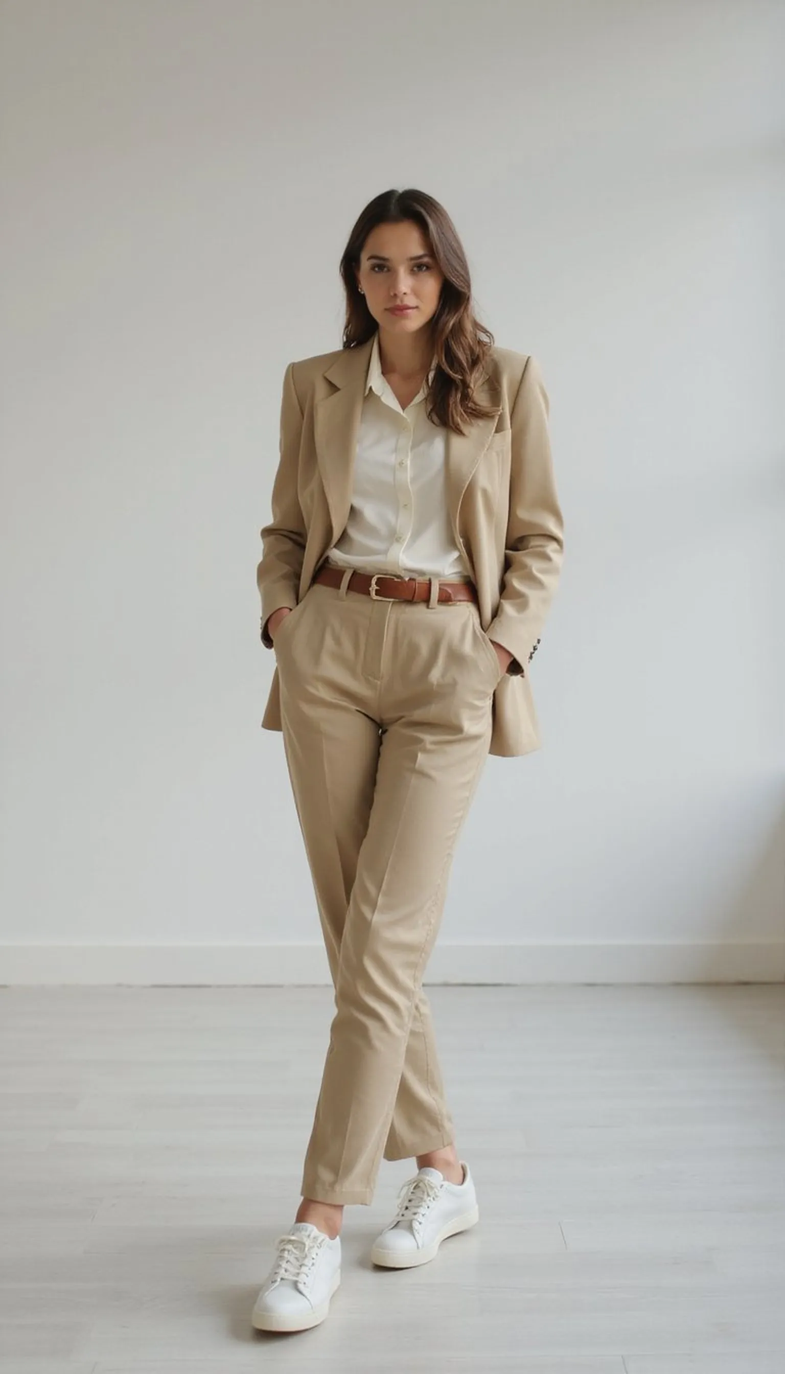 Monochrome neutral outfit for streamlined mornings