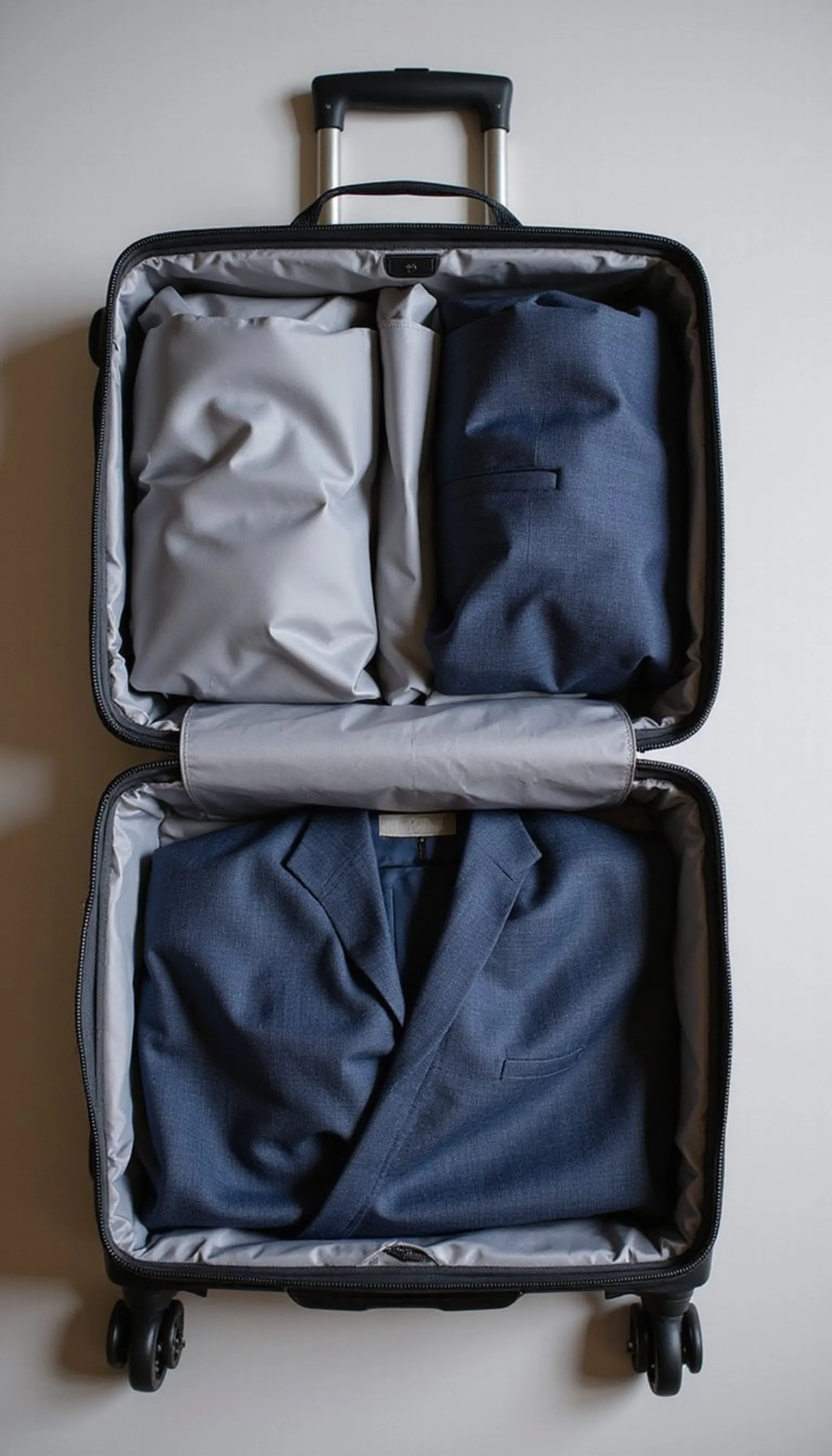 Fold suits and dresses with care inside cubes