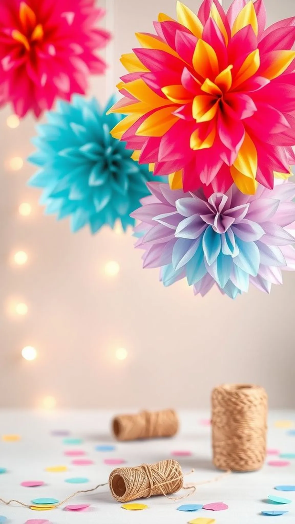 Fluffy tissue paper pom-pom blooms for parties